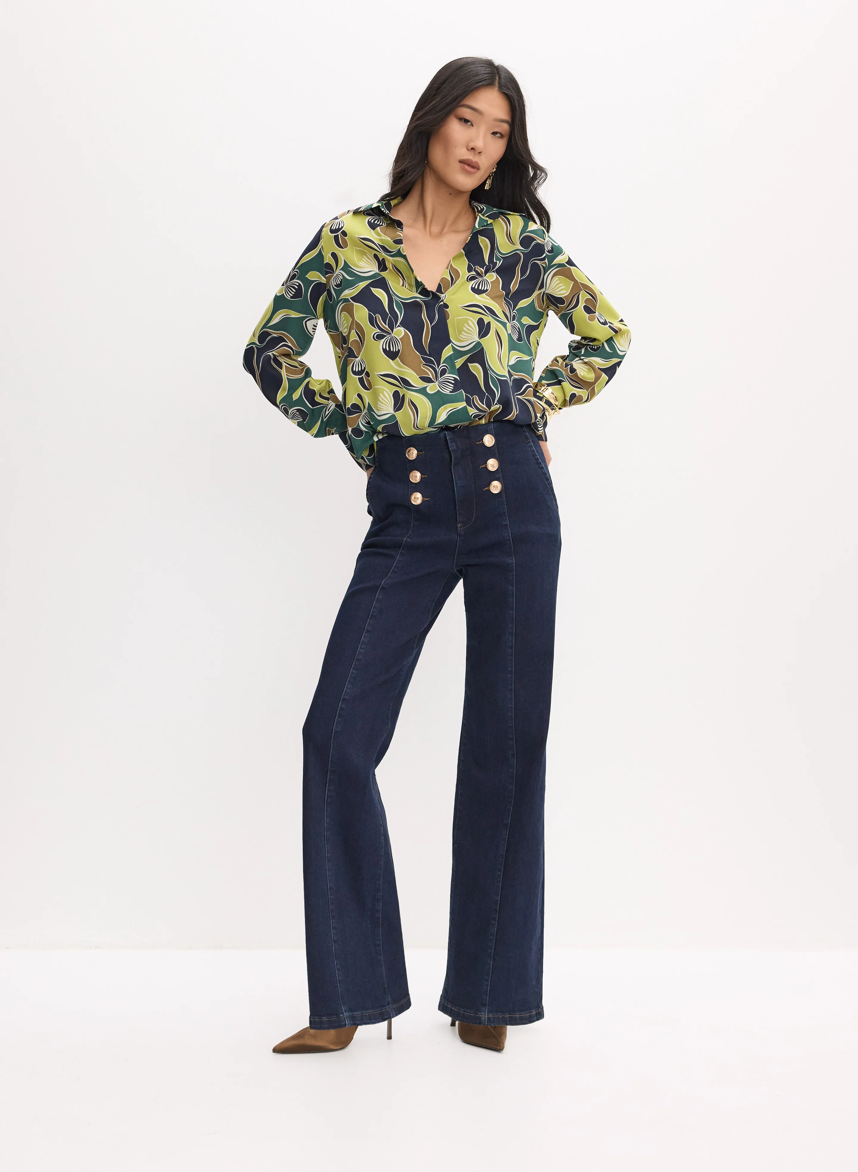 Floral Wrap-Style Blouse - Image 3