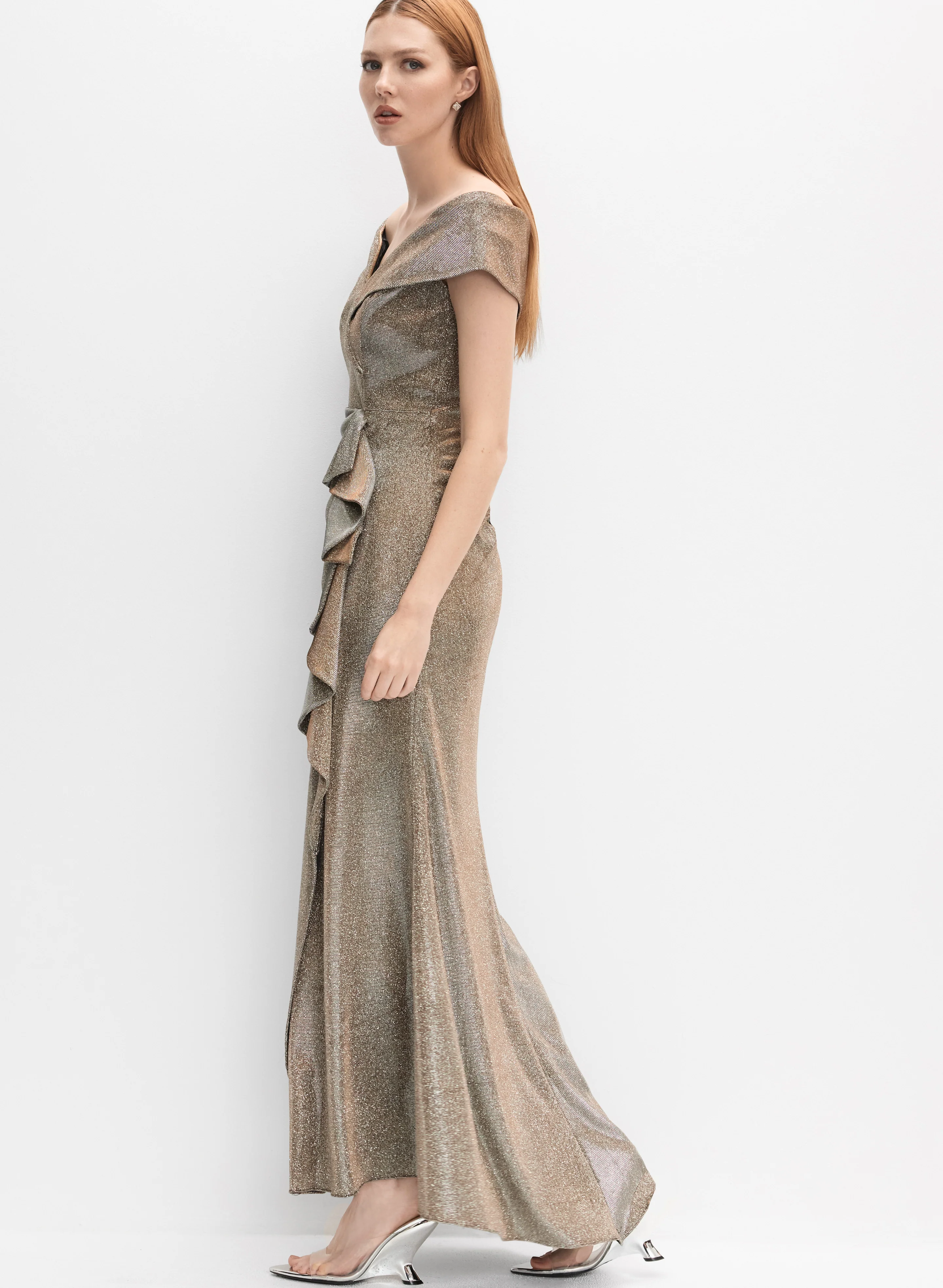 Foil Off-The-Shoulder Dress - Image 3