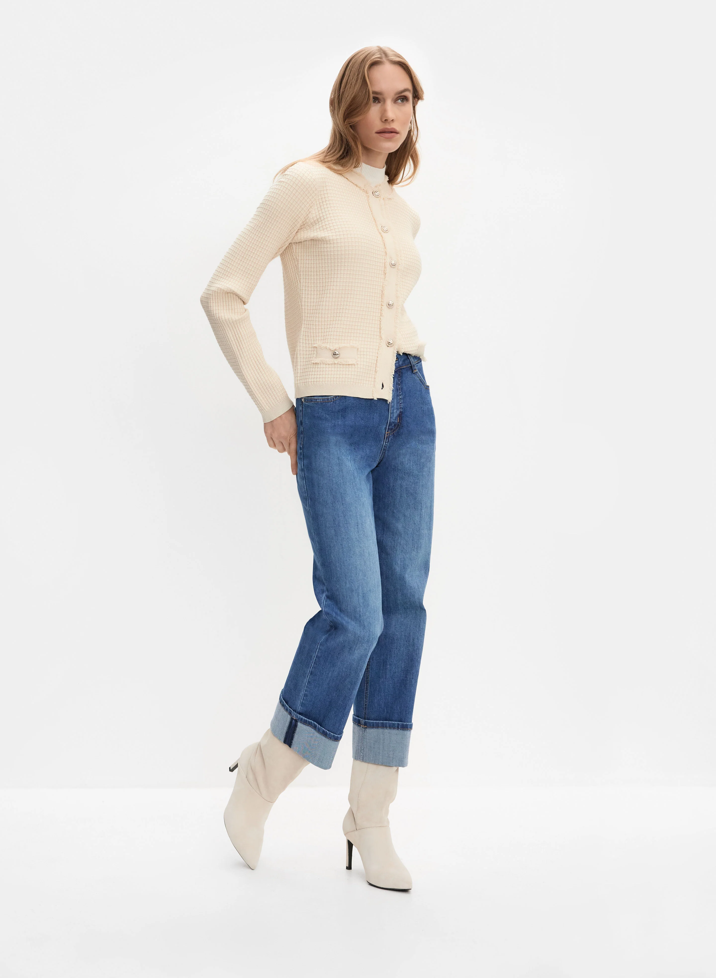 Cuffed Wide-Leg Culotte Jeans - Image 3