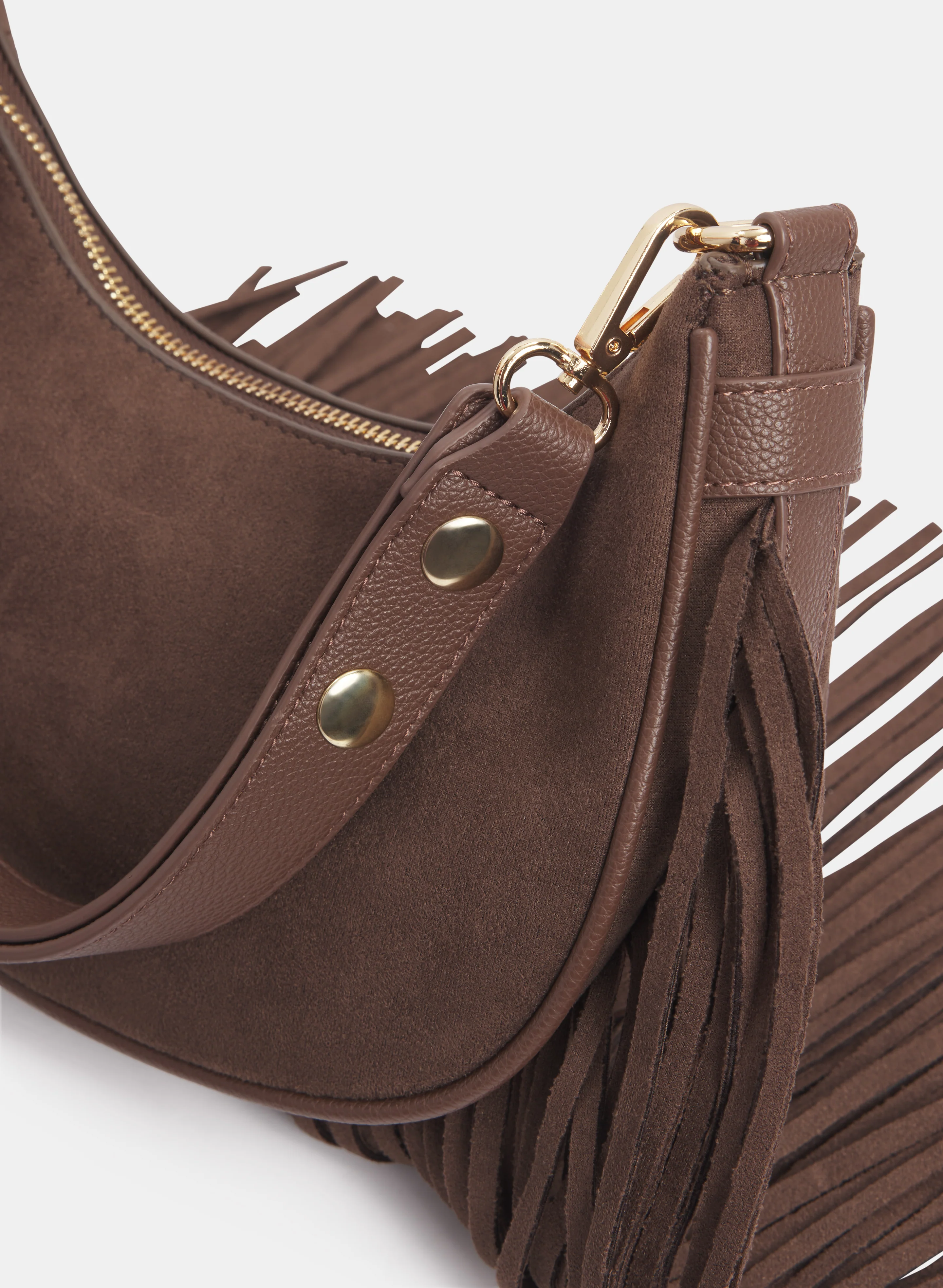 Fringed Faux-Suede Shoulder Bag - Image 2