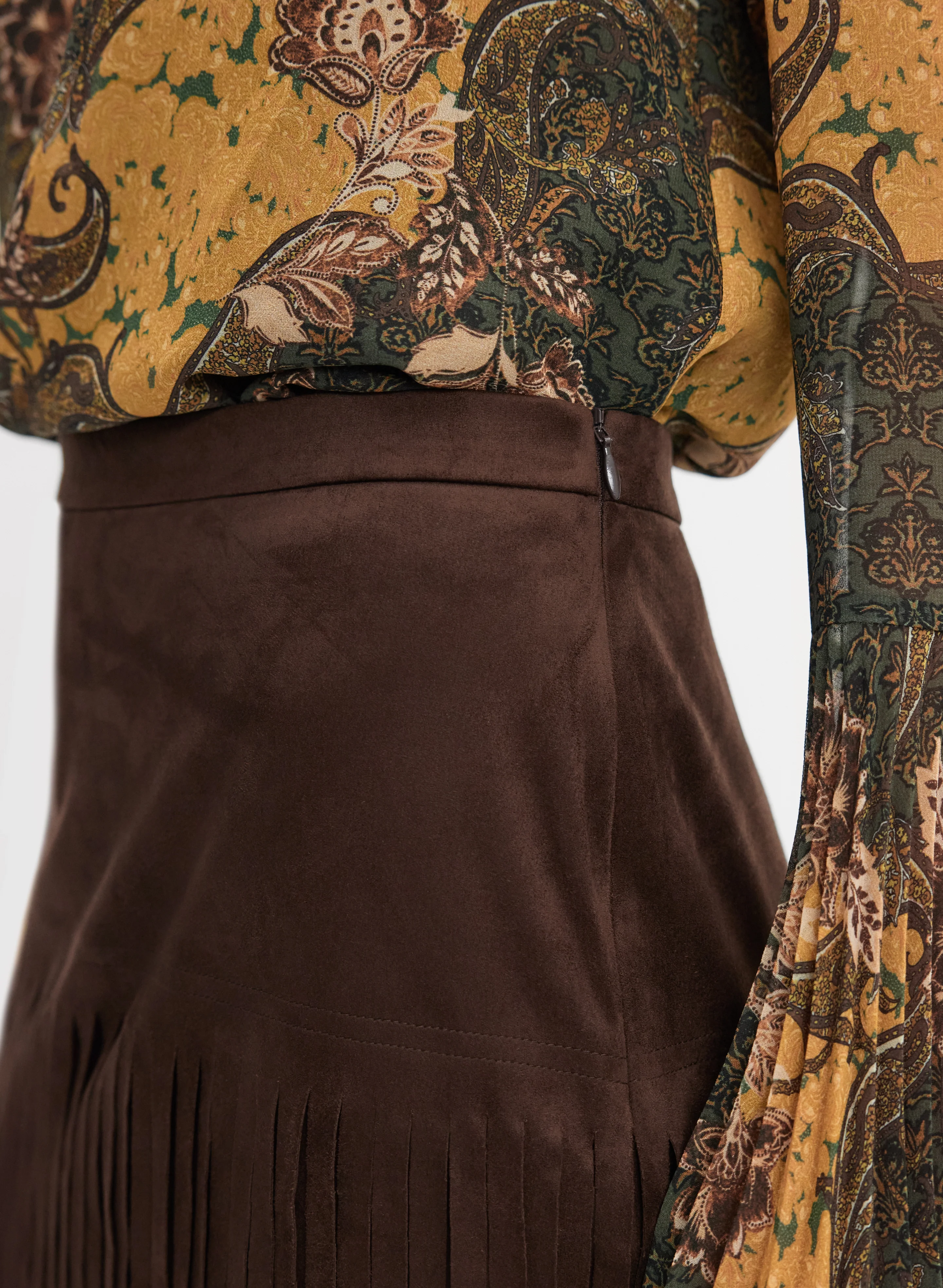 Fringed Faux-Suede Skirt - Image 4
