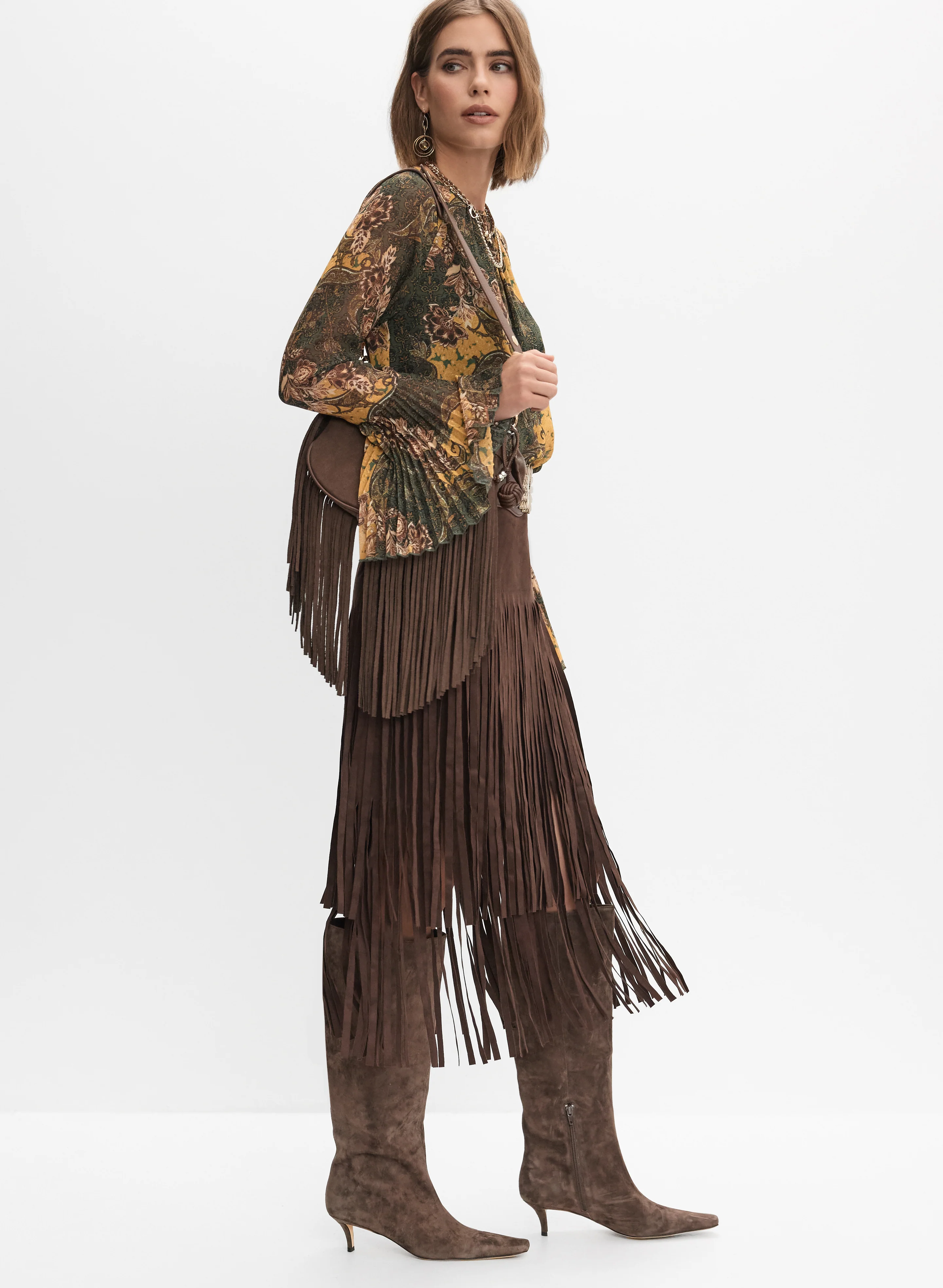 Fringed Faux-Suede Skirt - Image 7