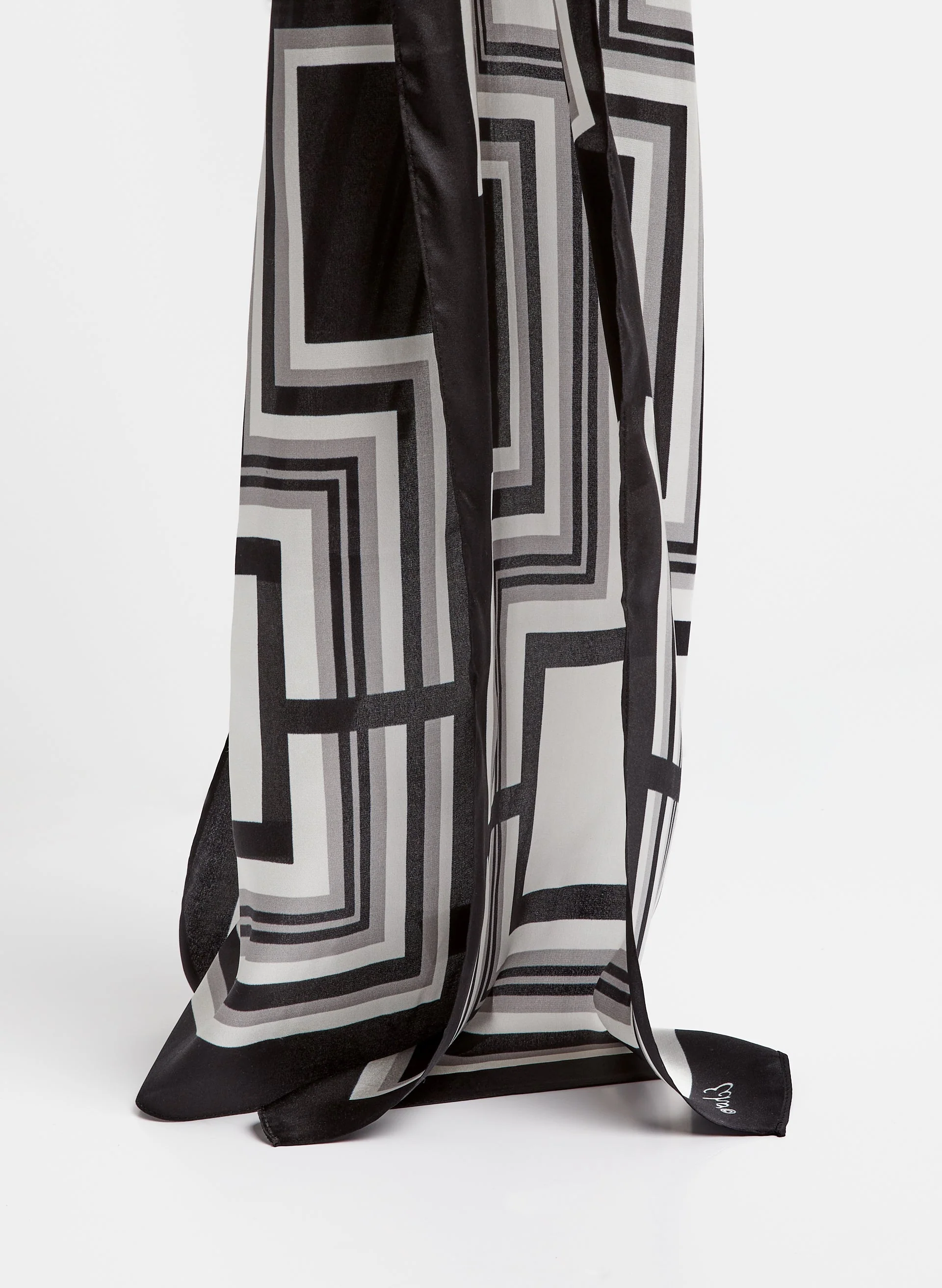Geometric Print Silk Scarf - Image 3