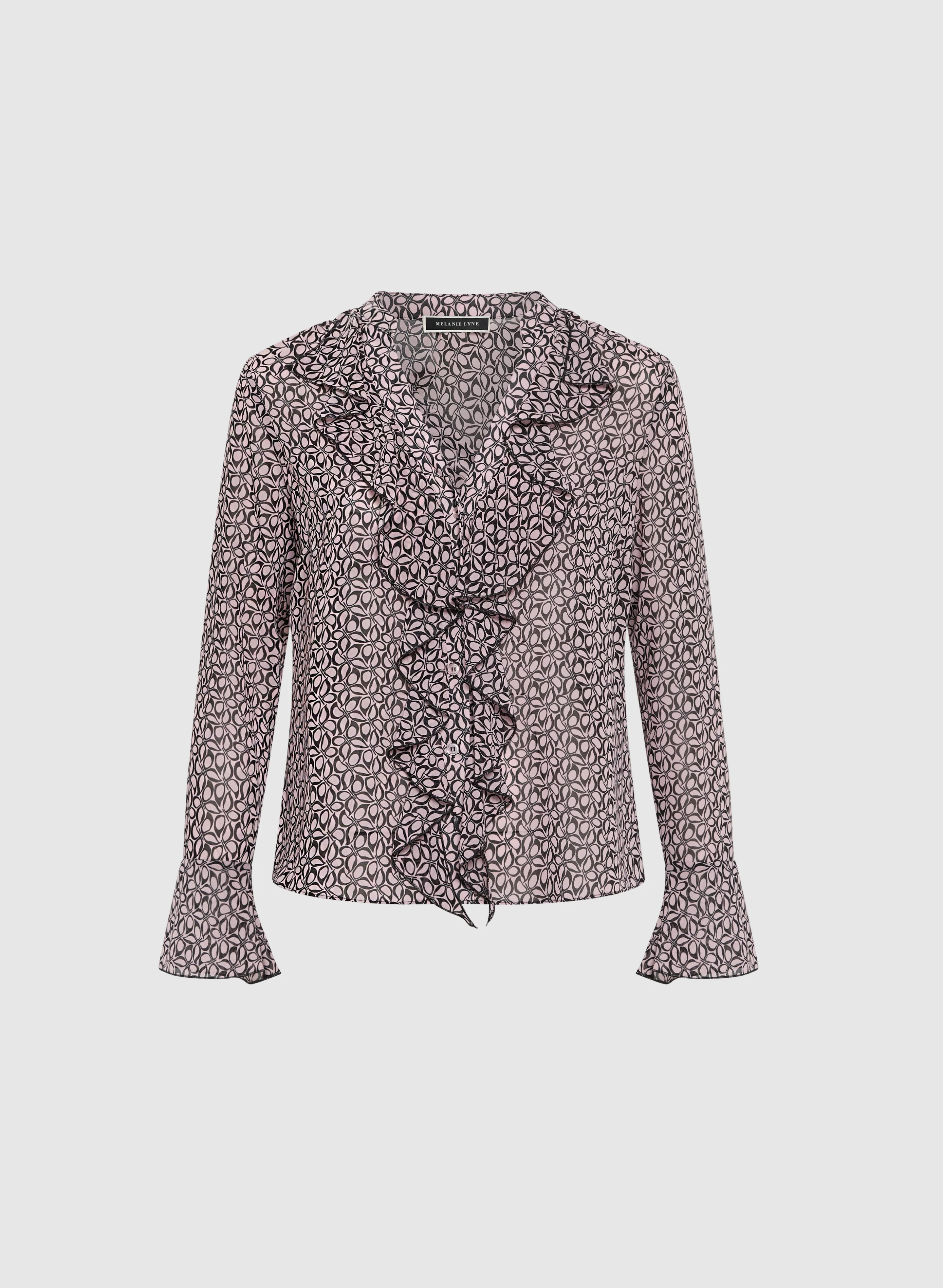 Geometric Ruffle Front Blouse - Image 6