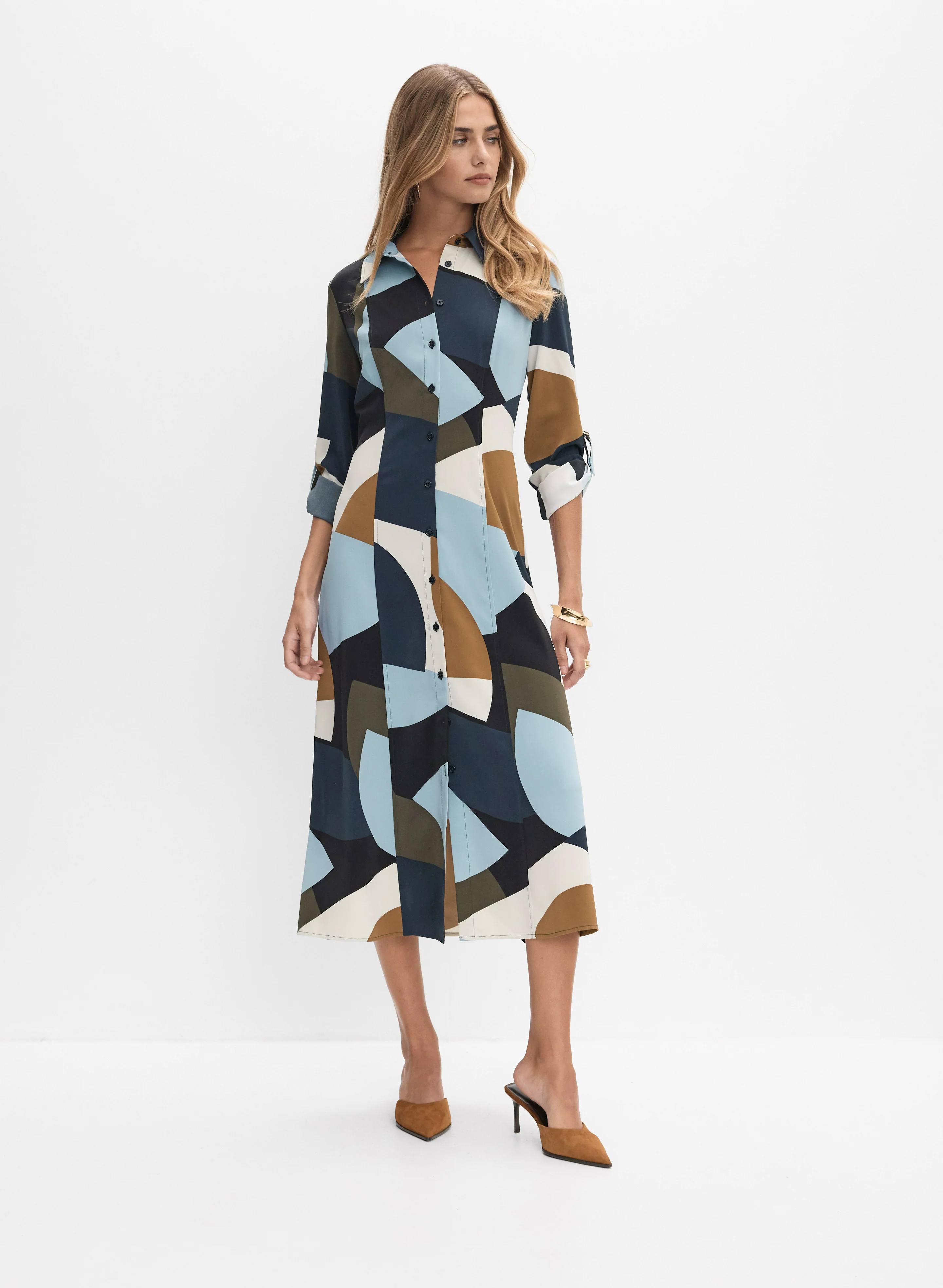 Geometric Shirt Dress
