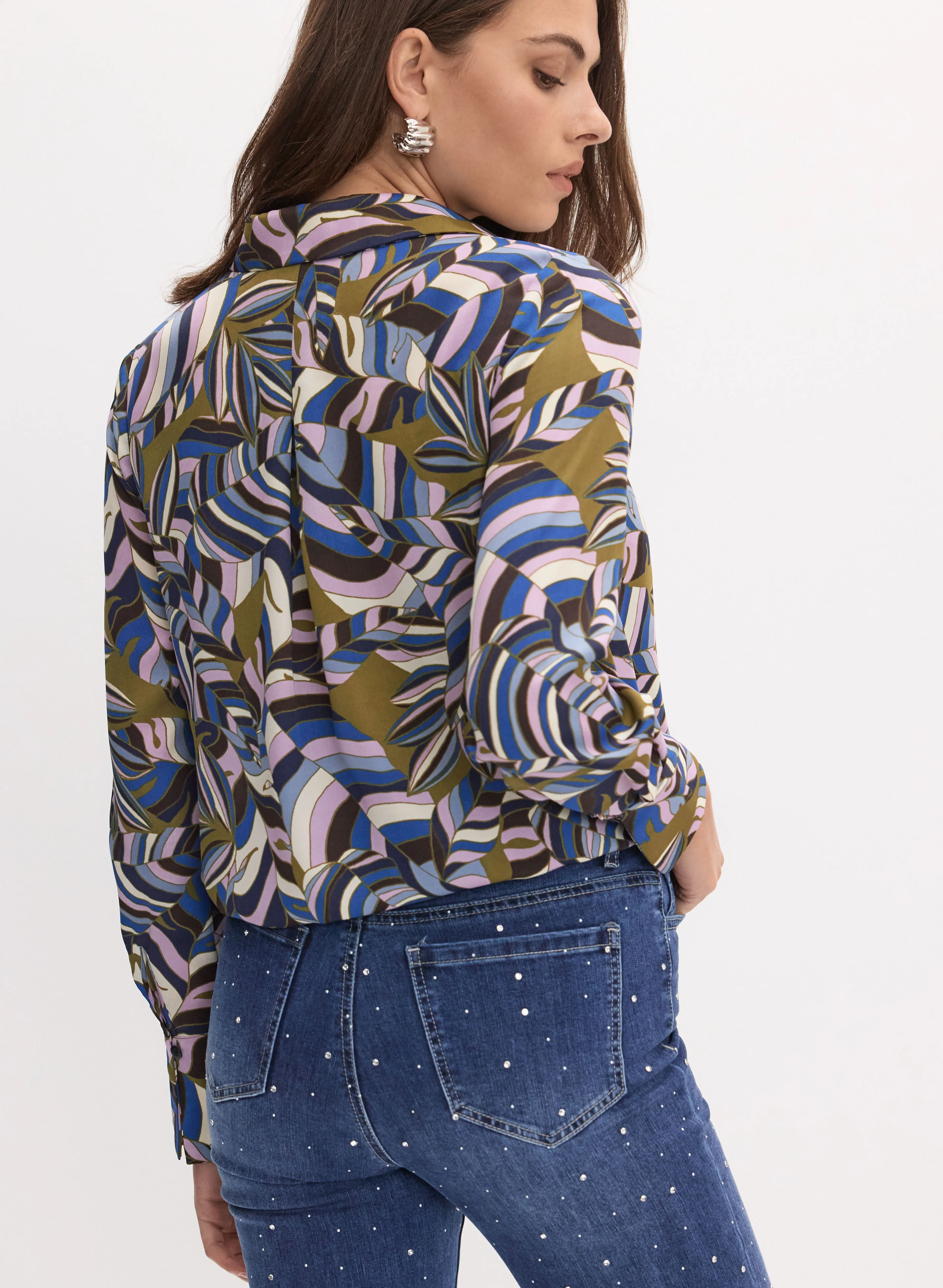 Geometric Wrap-Style Blouse - Image 4