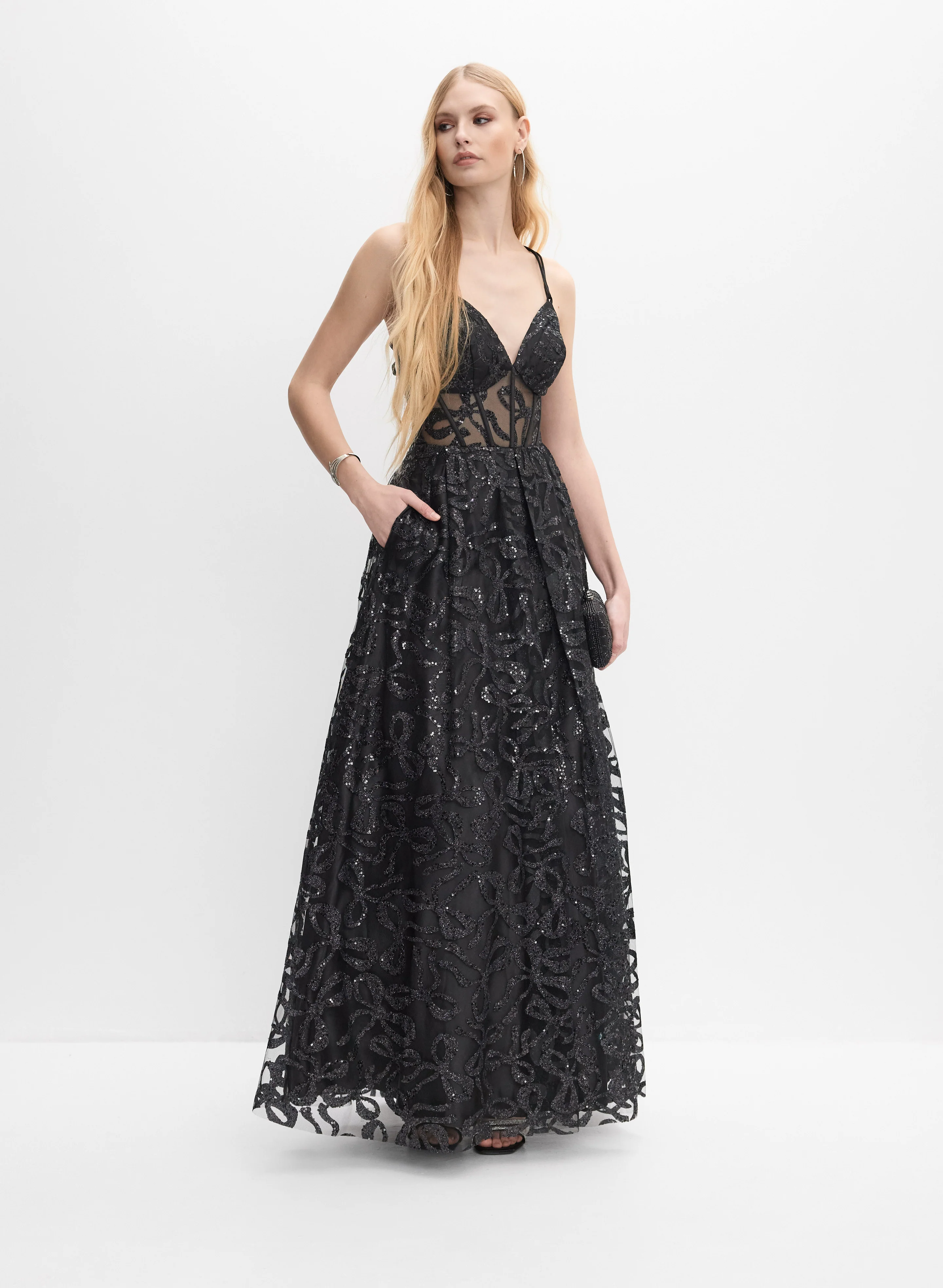 Glitter Tulle Ballgown Dress
