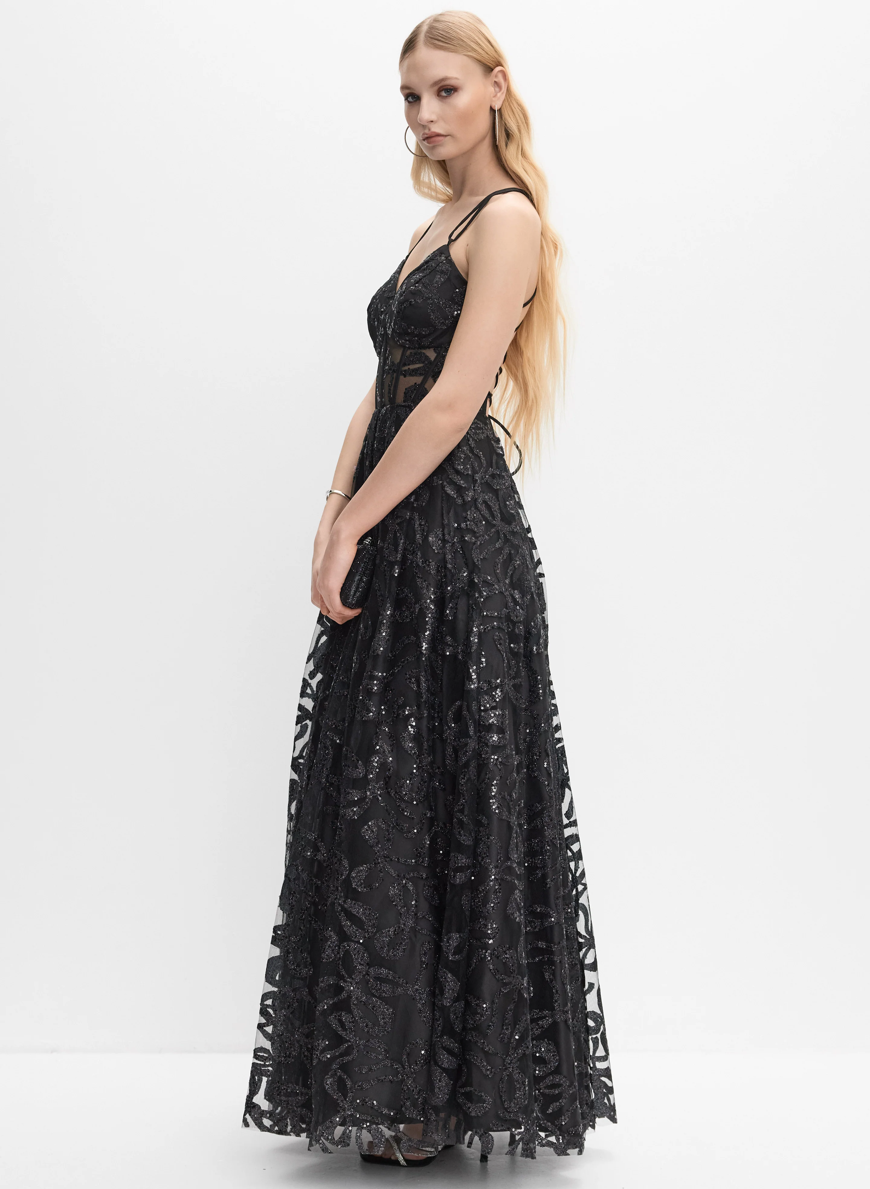 Glitter Tulle Ballgown Dress - Image 3