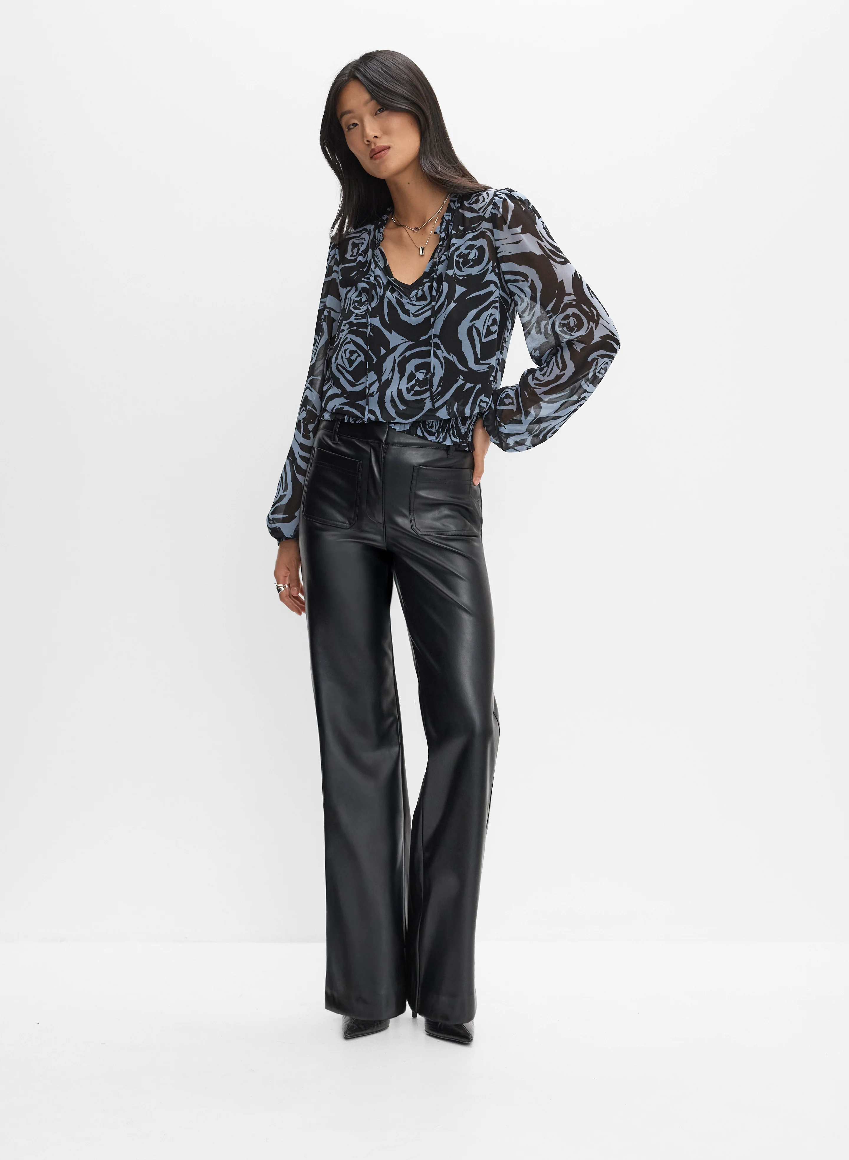Graphic Rose Print Blouse - Image 3
