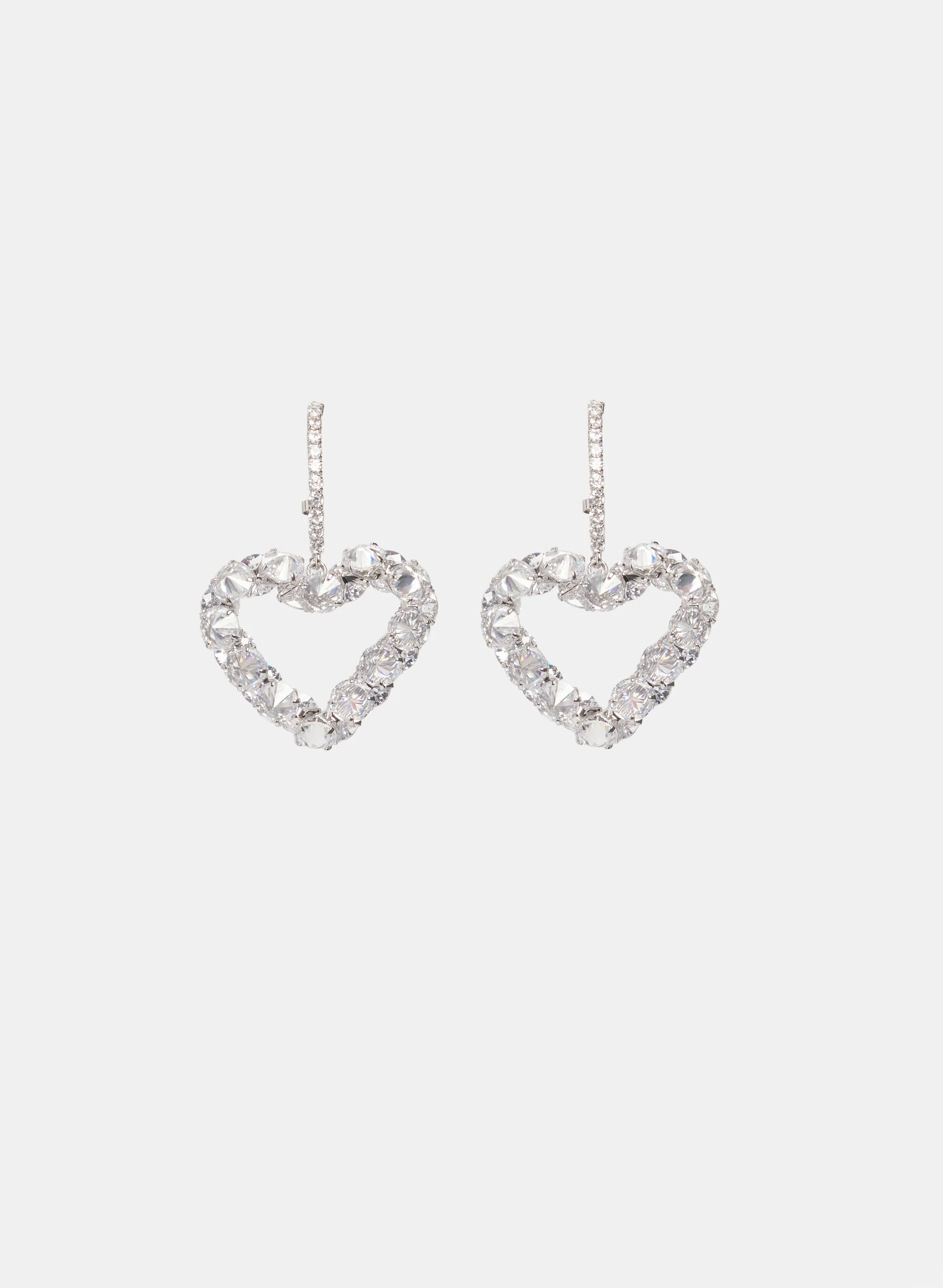 Heart Drop Hoop Earrings