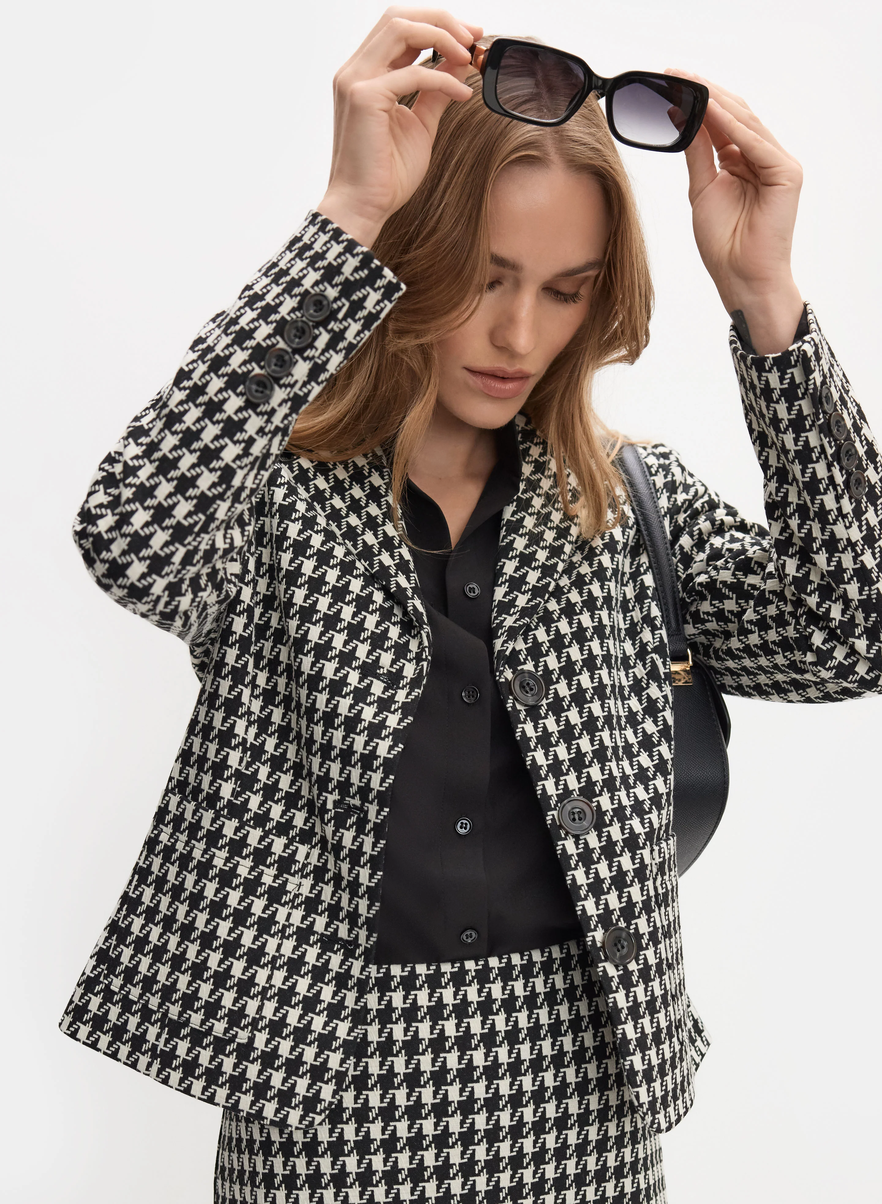 Houndstooth Knit Blazer - Image 5