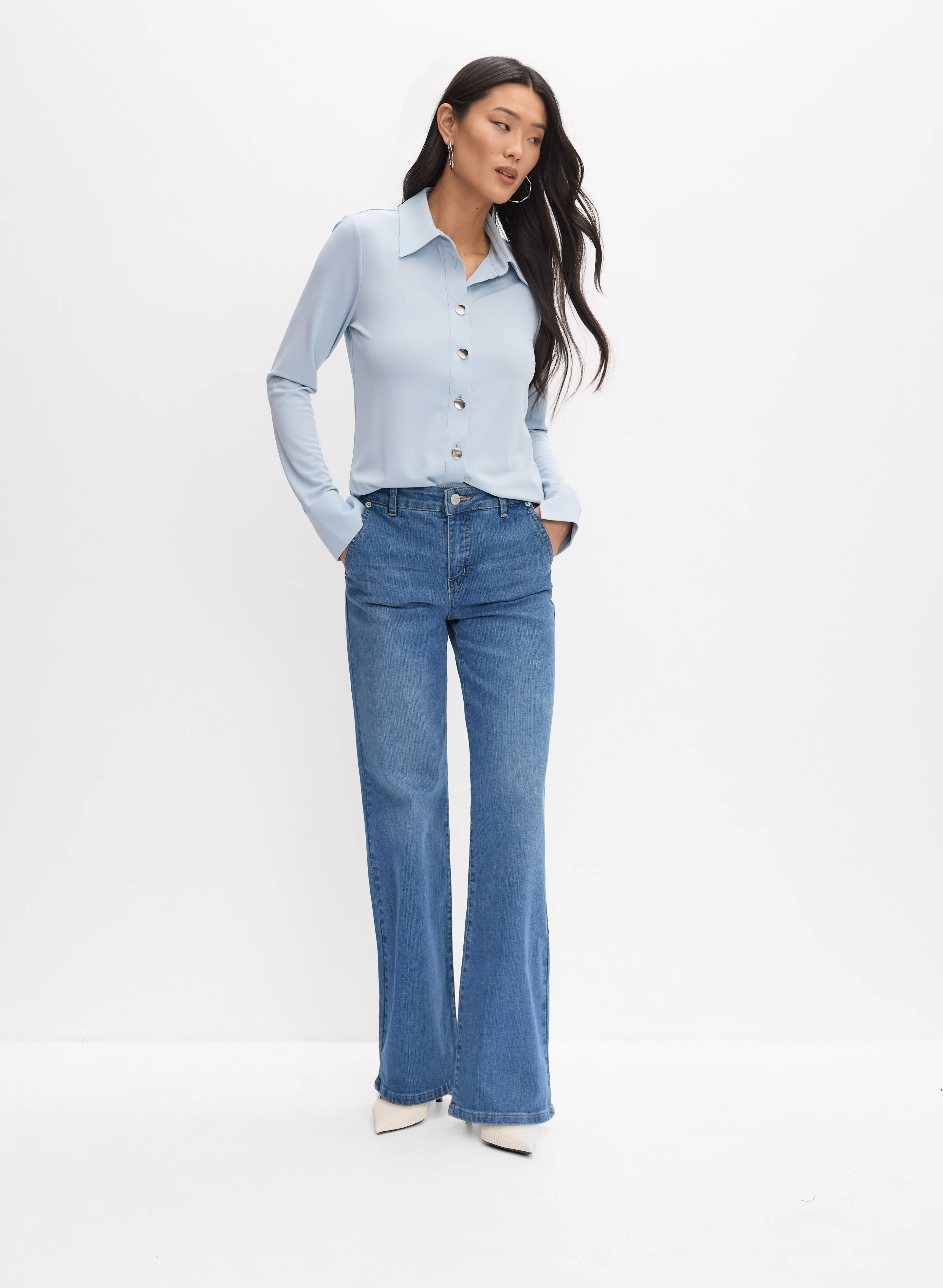 Jersey Button-Down Top - Image 3