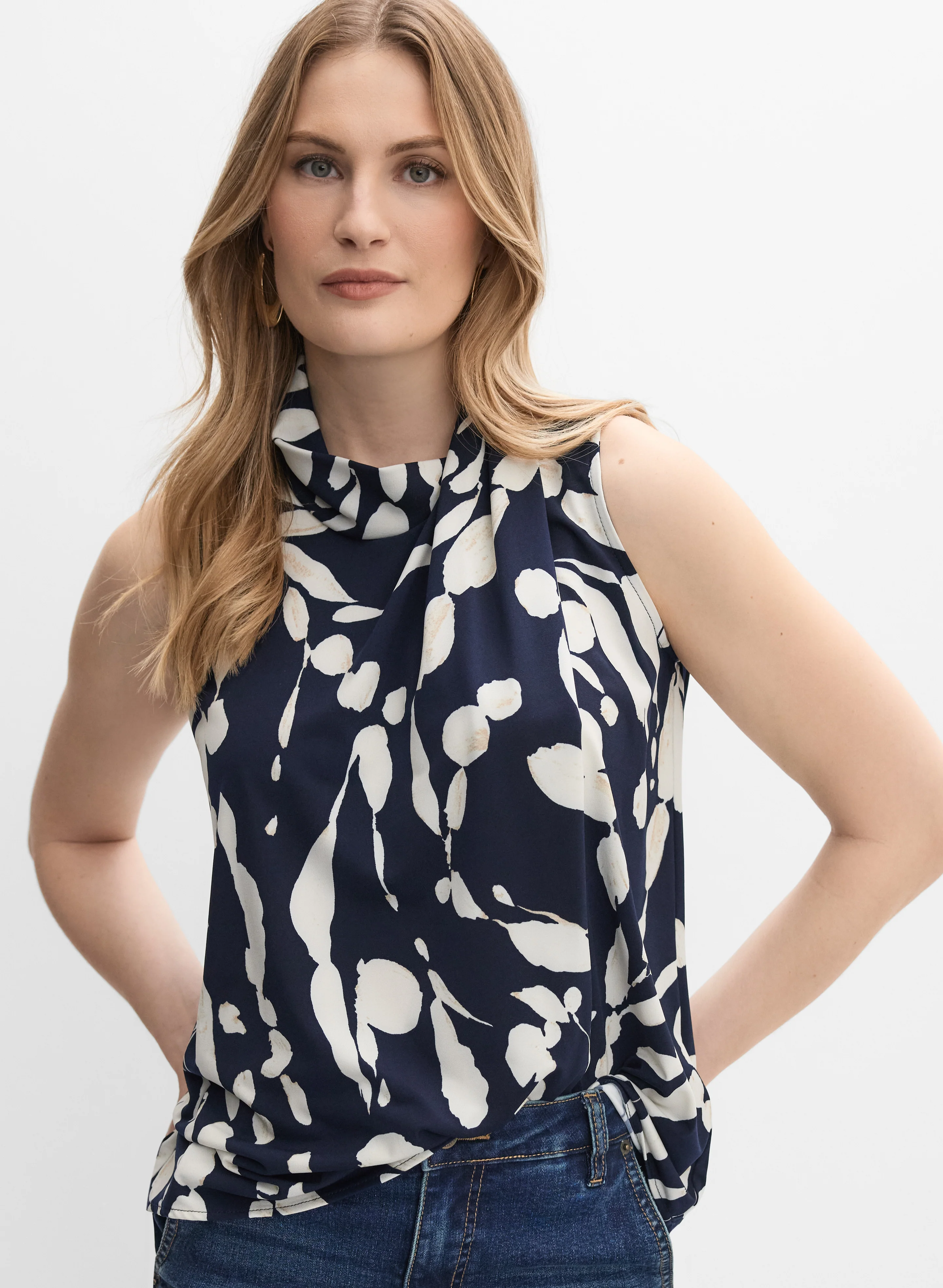 Joseph Ribkoff - Abstract Cowl Neck Top