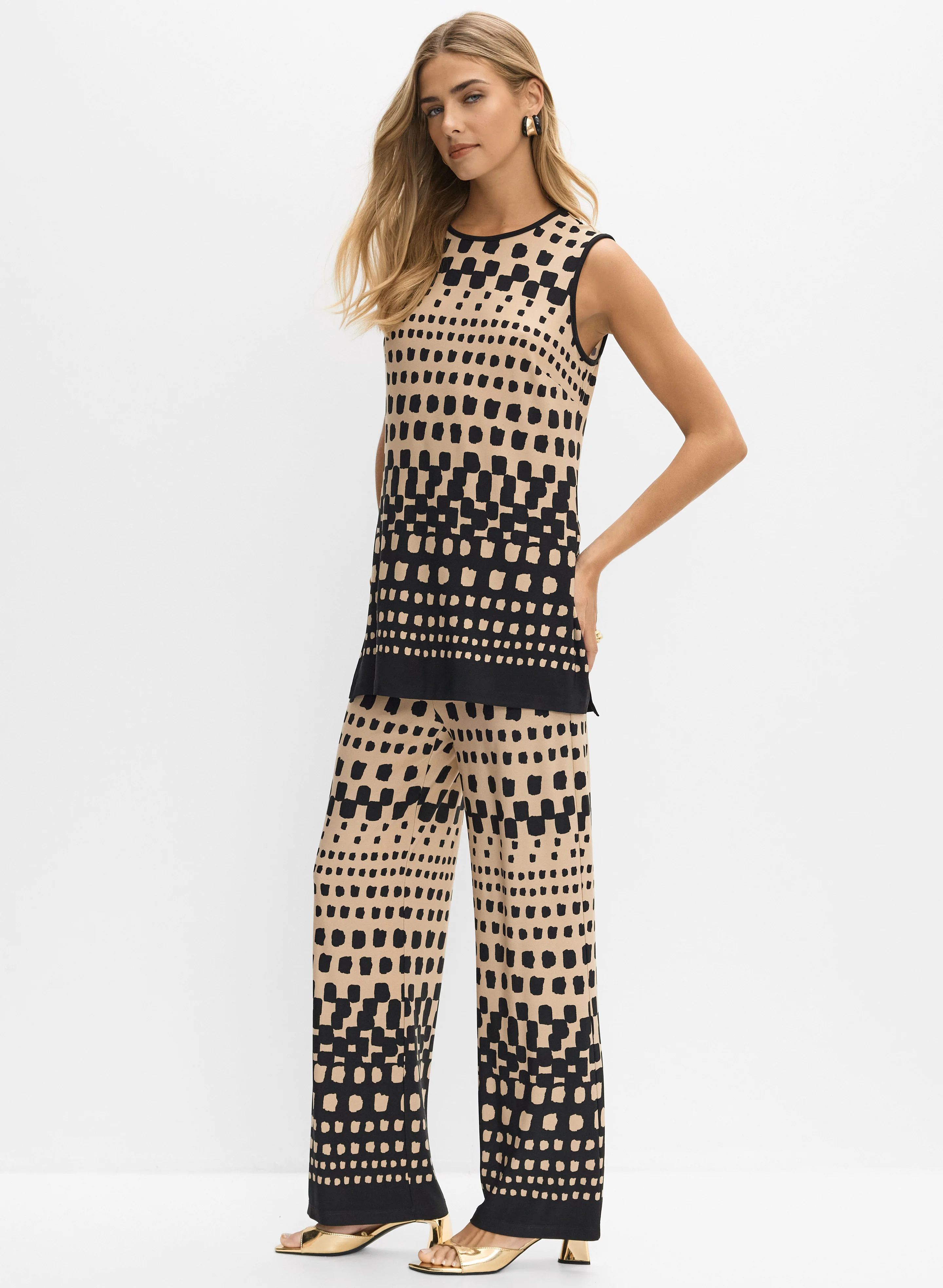 Joseph Ribkoff - Block Print Wide-Leg Pants - Image 5