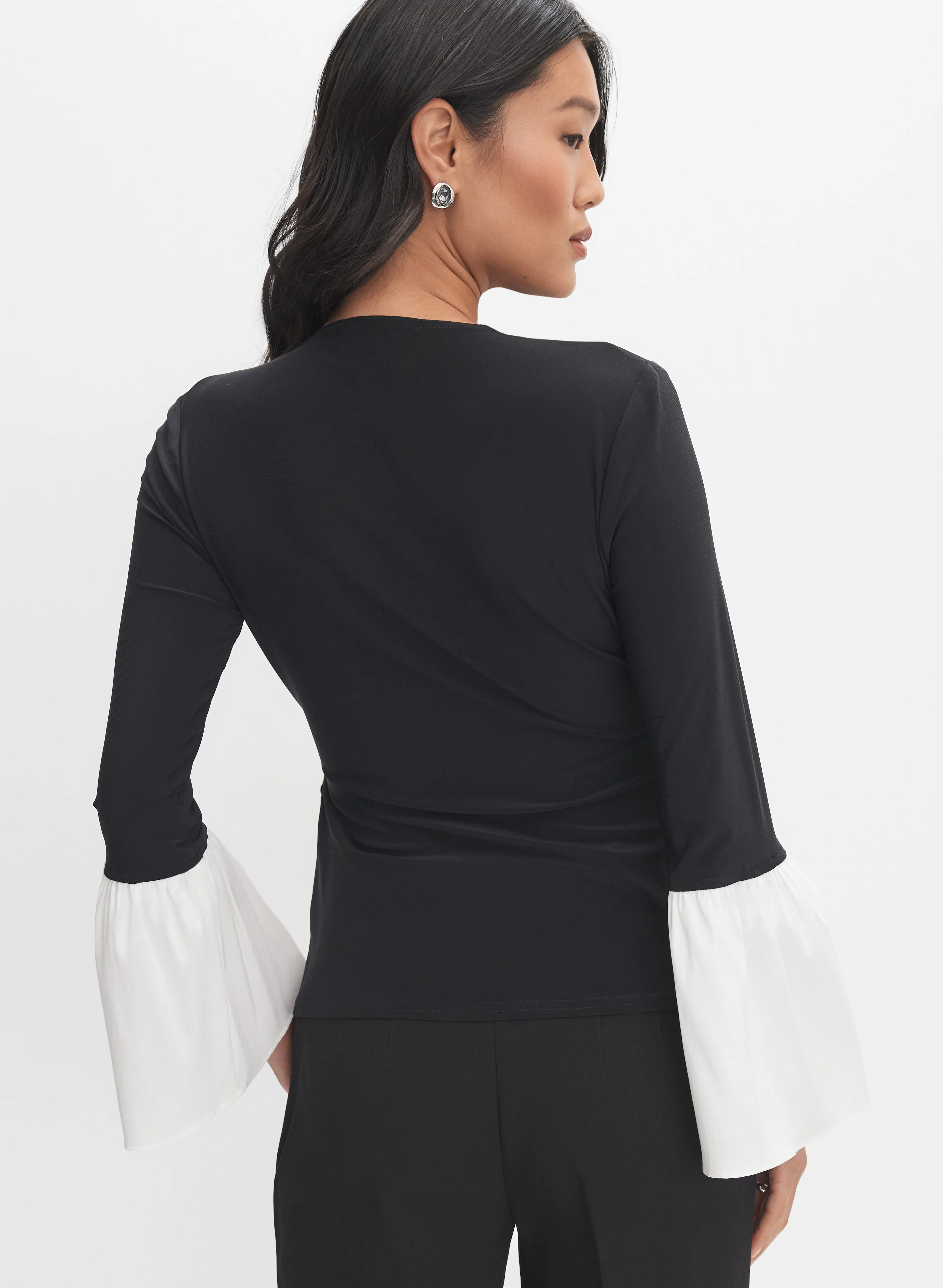 Joseph Ribkoff - Contrast Bell Sleeve Top - Image 4
