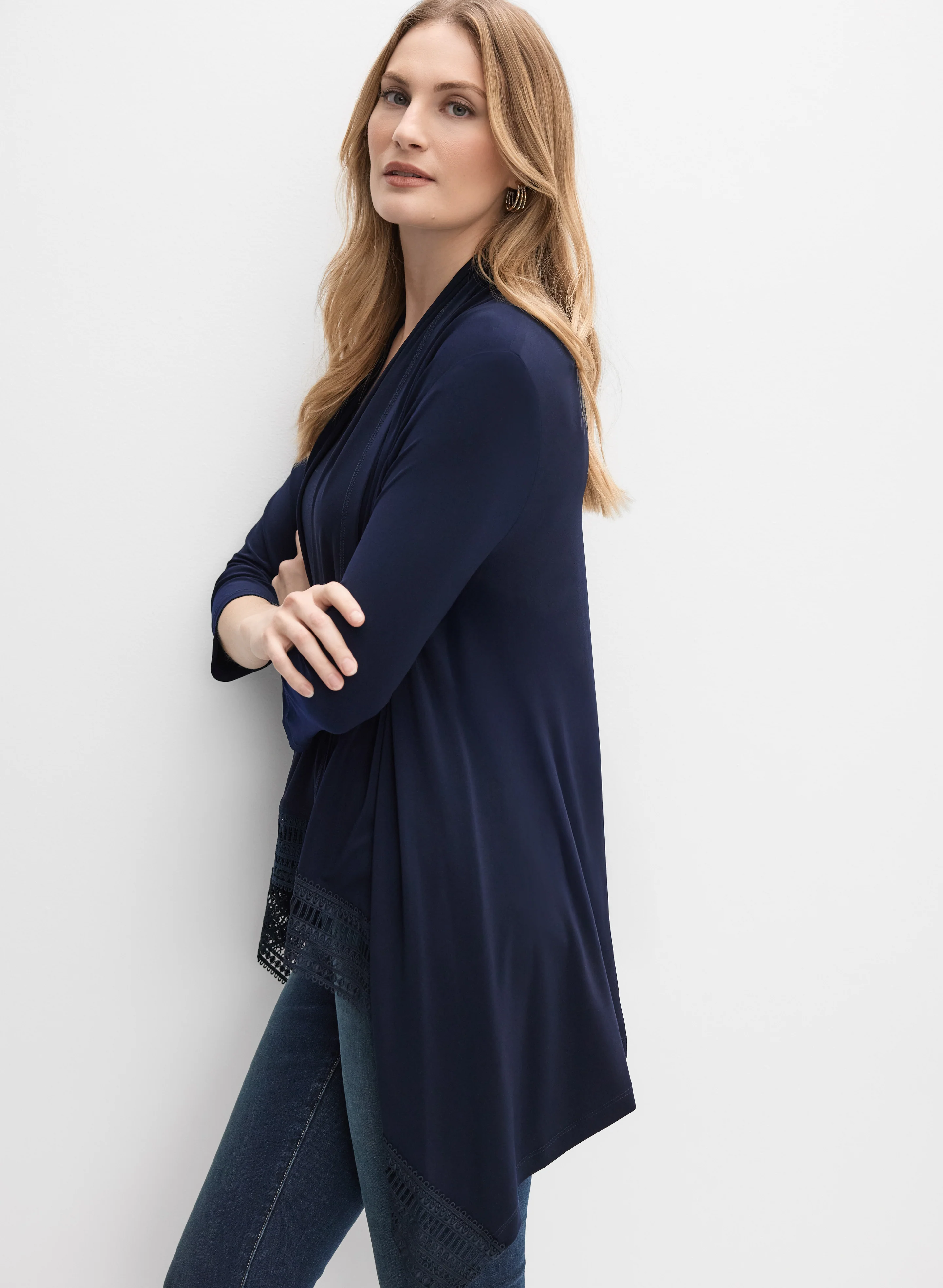 Joseph Ribkoff - Crochet Trim Top & Sweater Set - Image 6