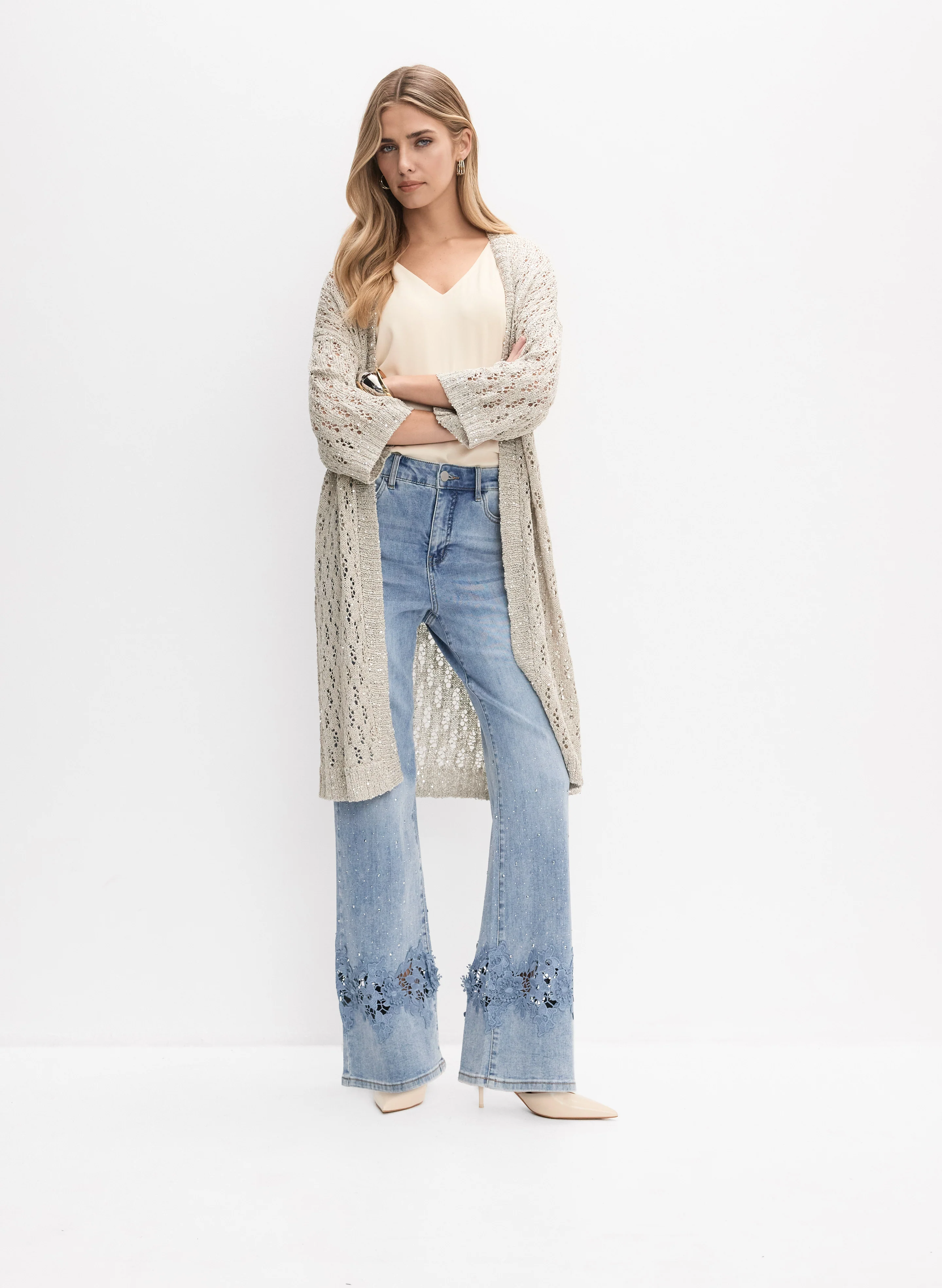 Joseph Ribkoff - Embellished Tricot Knit Cardigan
