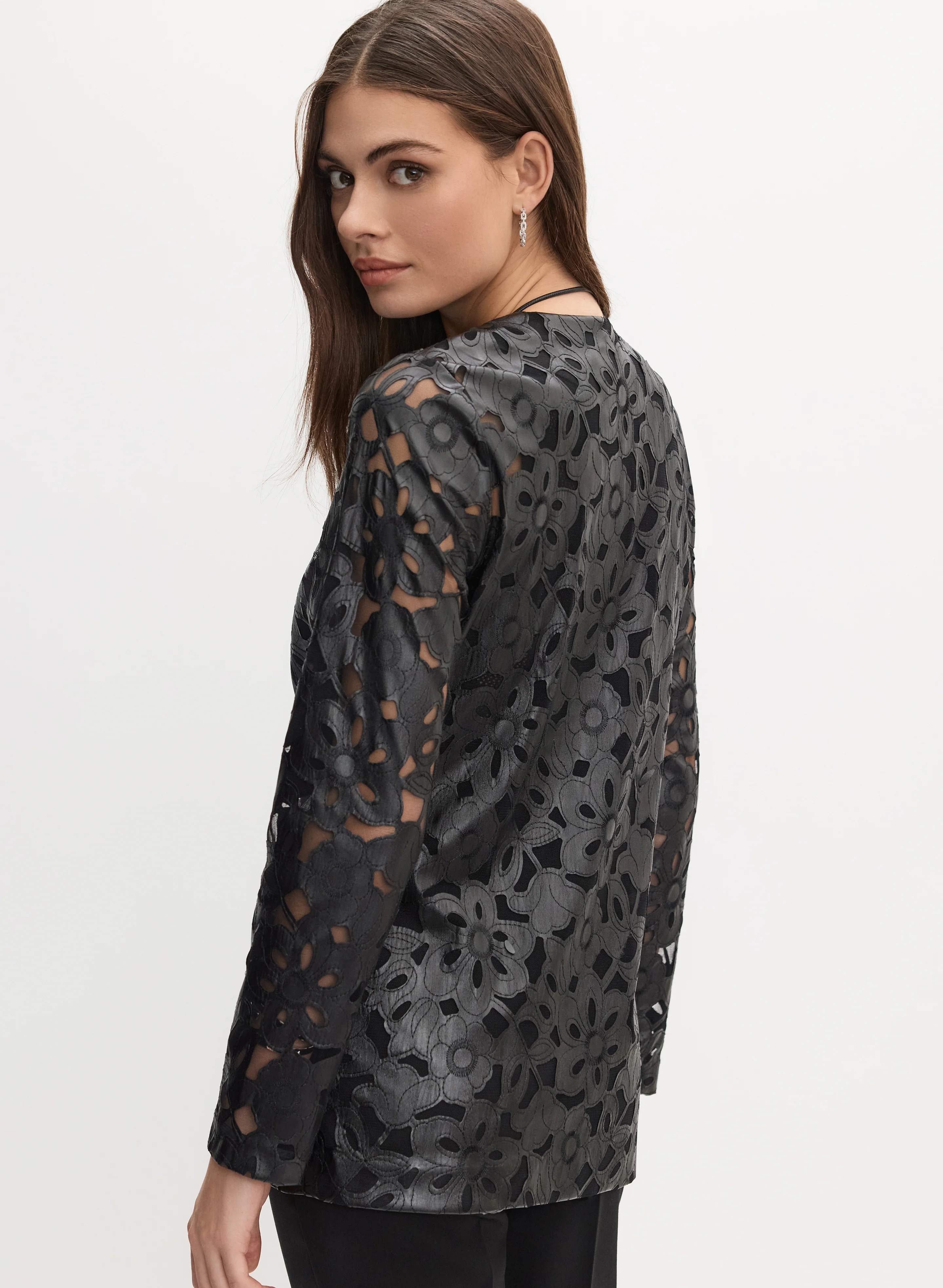 Floral Vegan Leather Jacket - Image 4