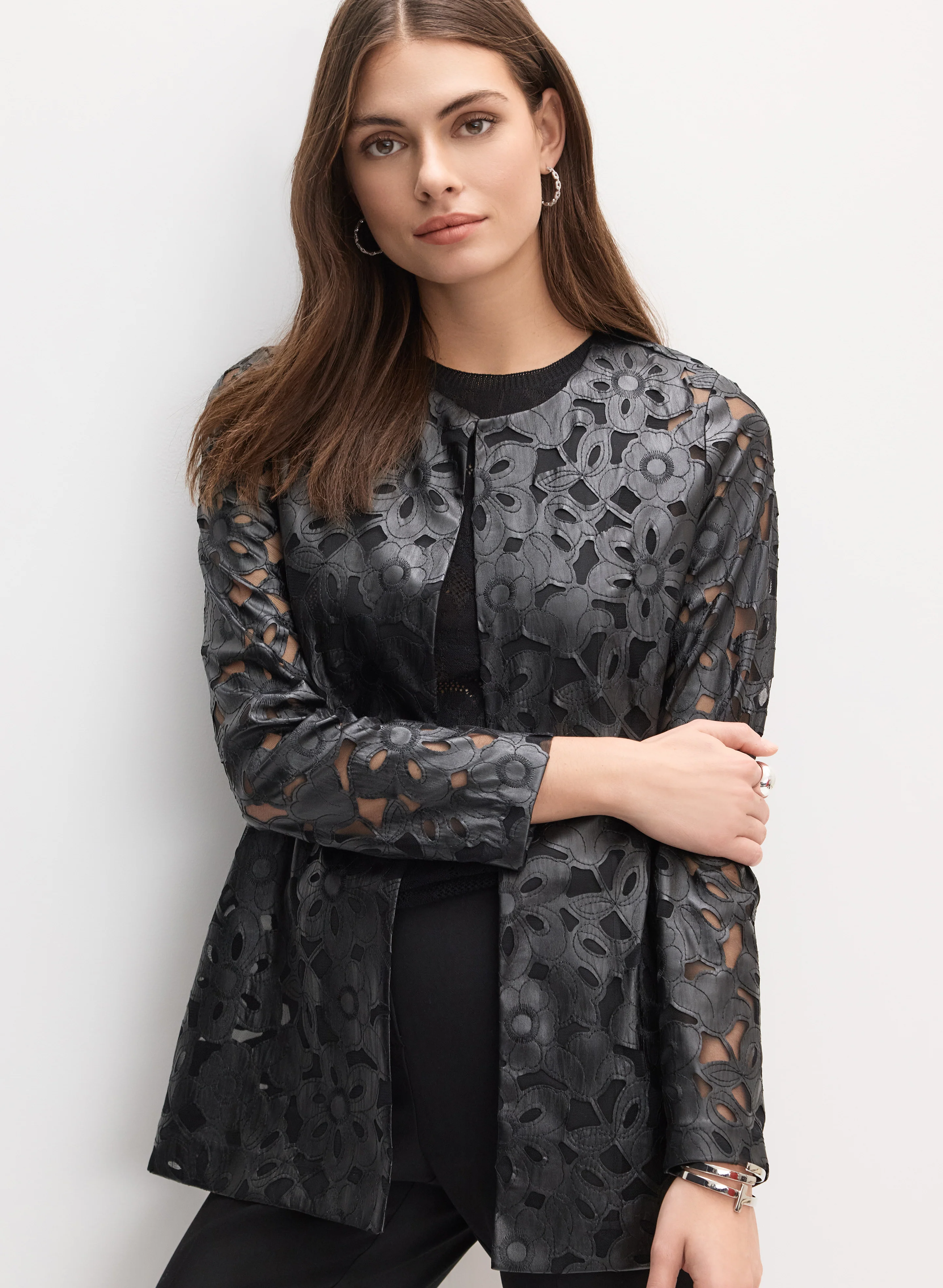 Floral Vegan Leather Jacket - Image 7