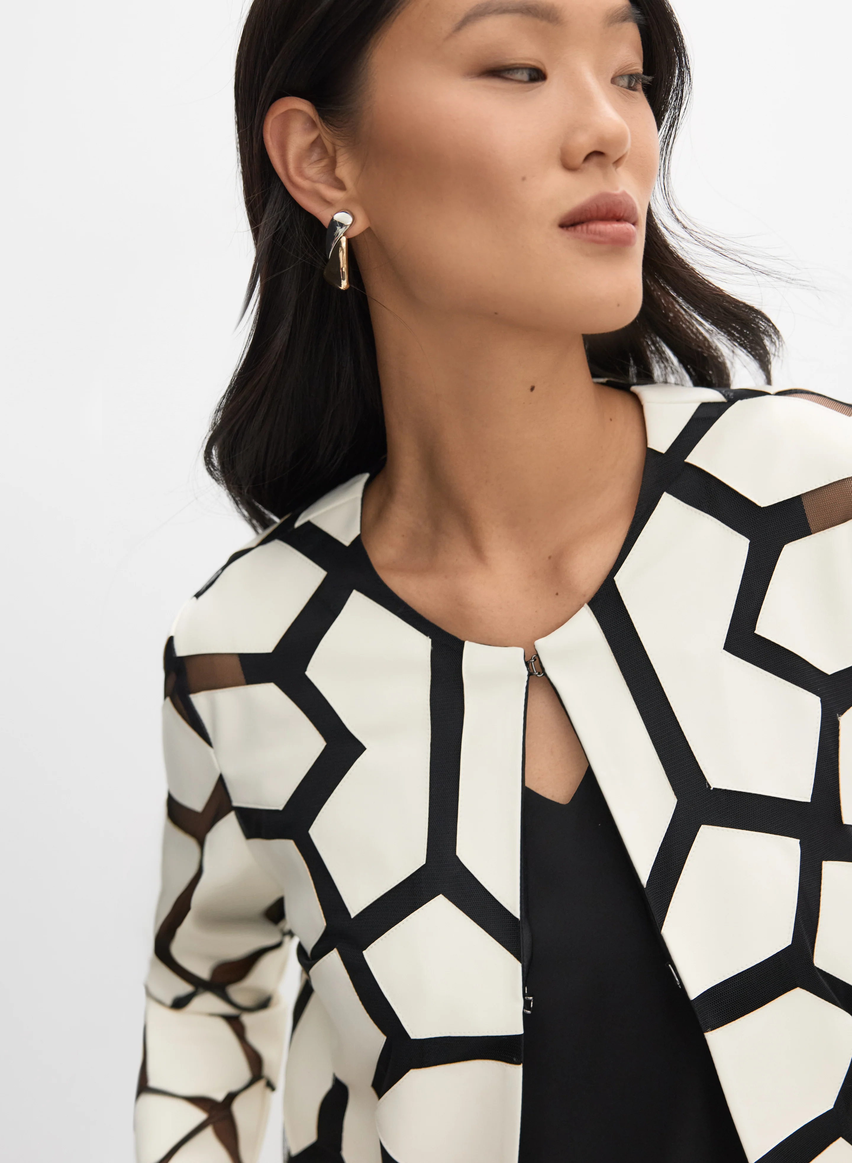 Joseph Ribkoff - Geometric Mesh Jacket - Image 2