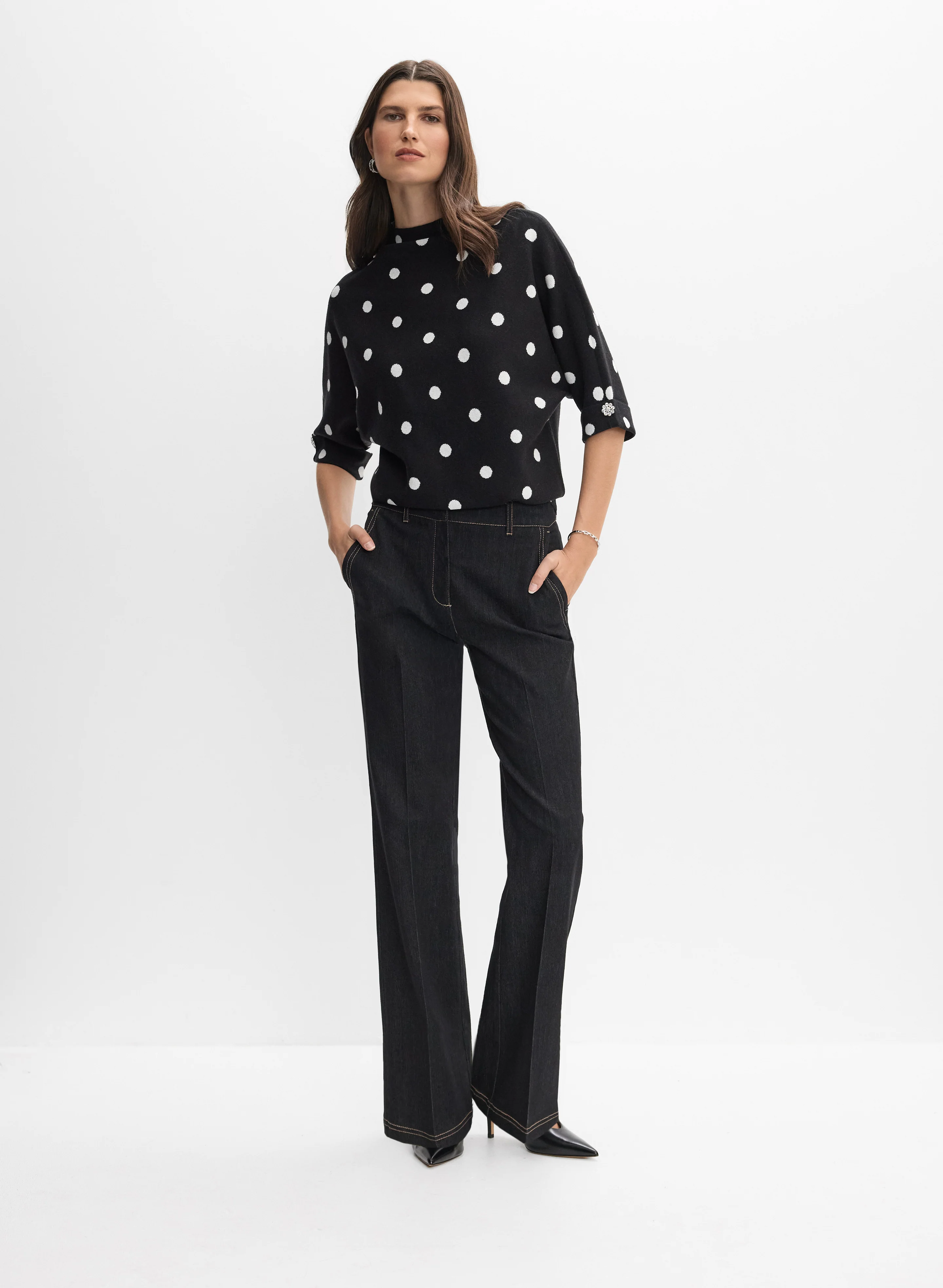 Joseph Ribkoff - Jacquard Dot Sweater - Image 3