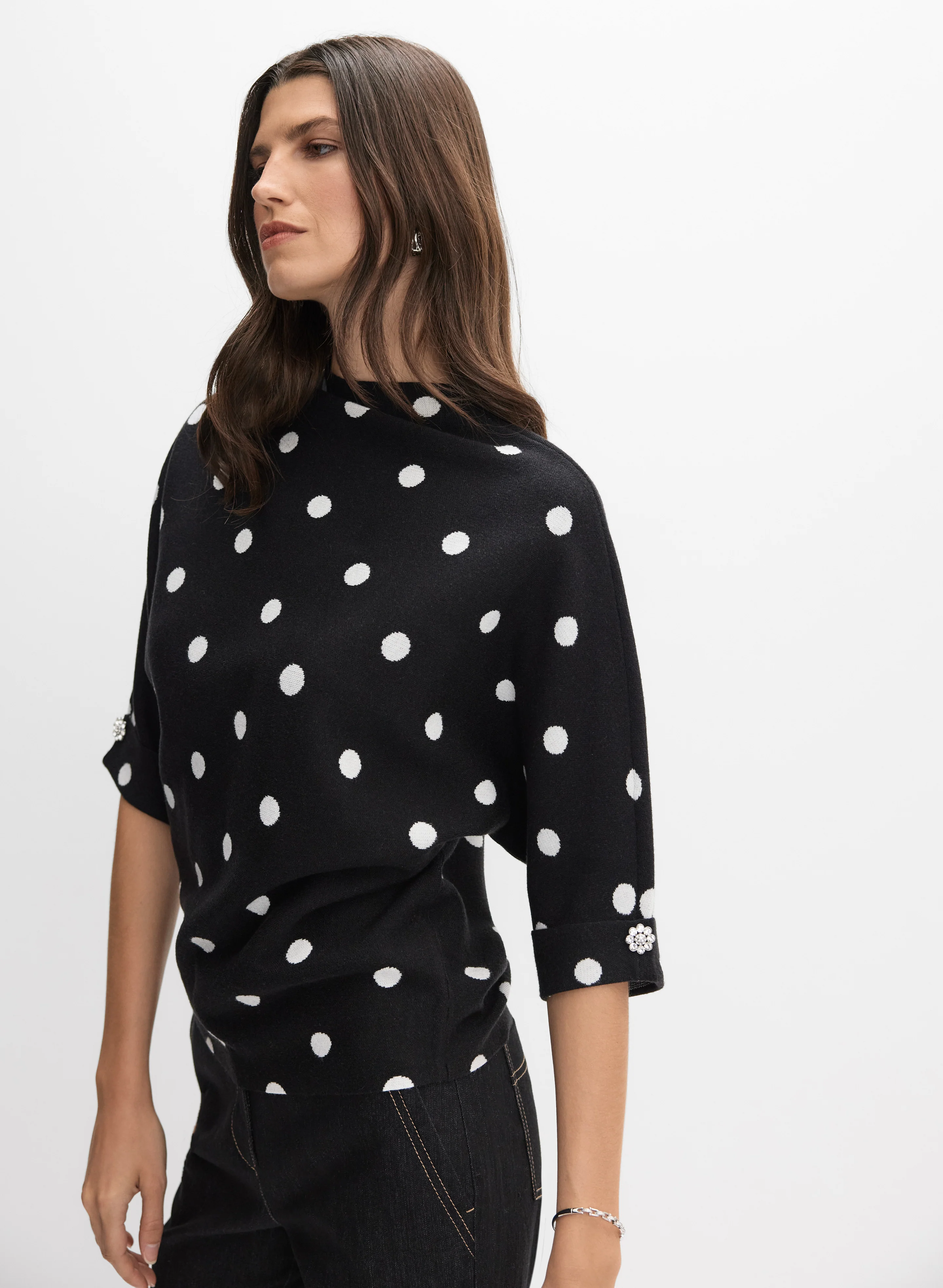 Joseph Ribkoff - Jacquard Dot Sweater - Image 4