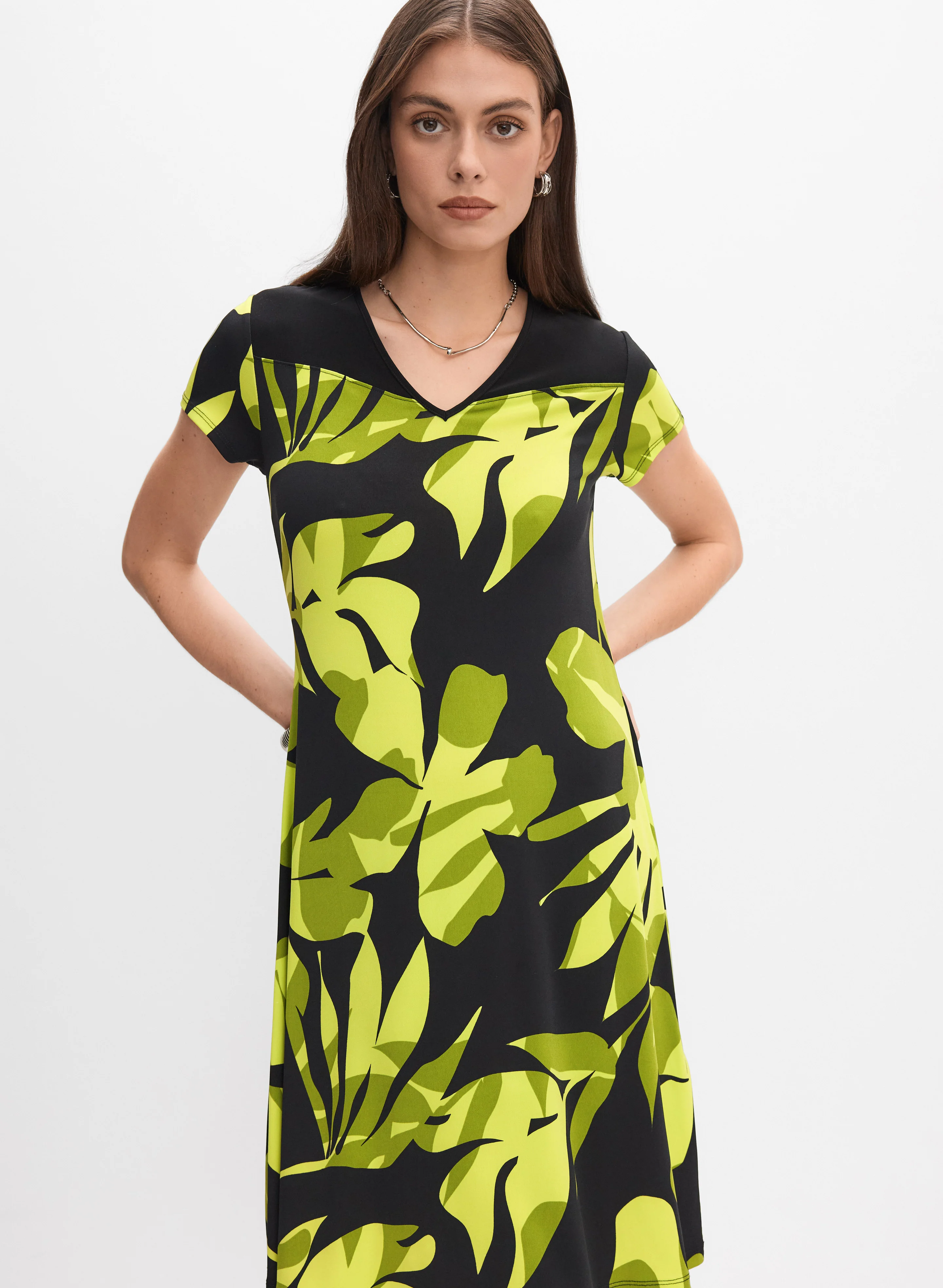Joseph Ribkoff - Leaf Print Dress - Image 4