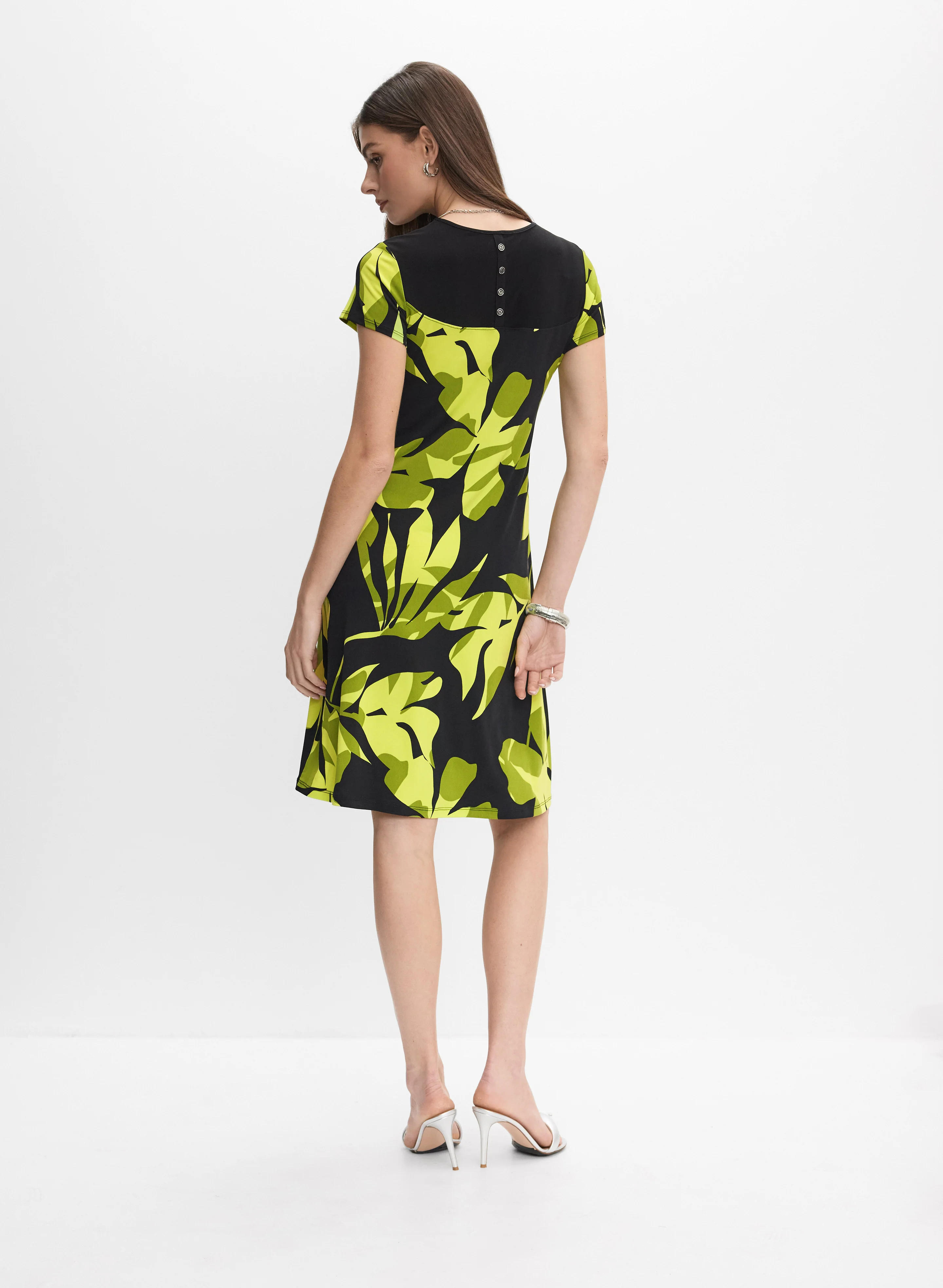 Joseph Ribkoff - Leaf Print Dress - Image 5