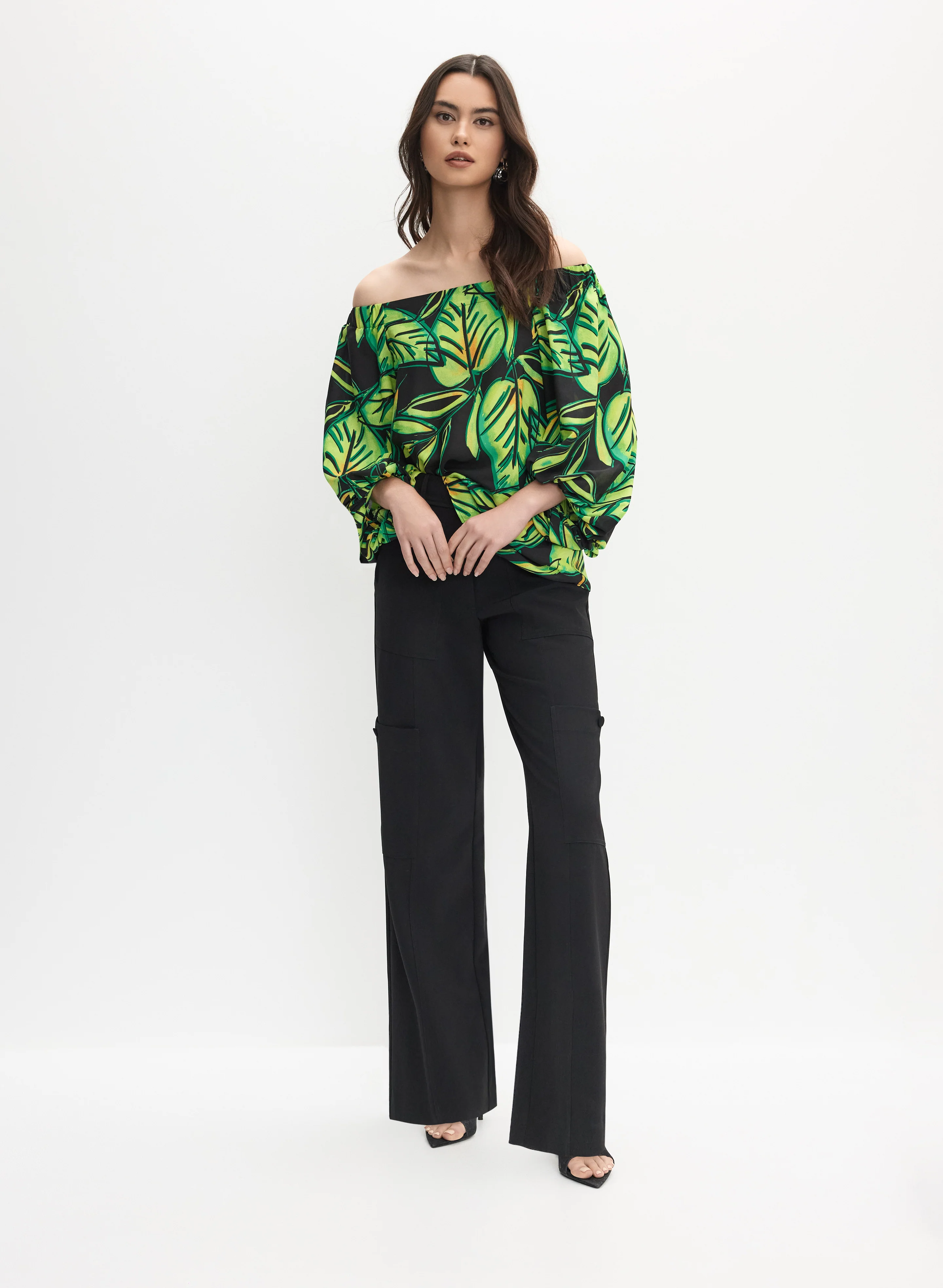 Joseph Ribkoff - Leaf Print Top - Image 3
