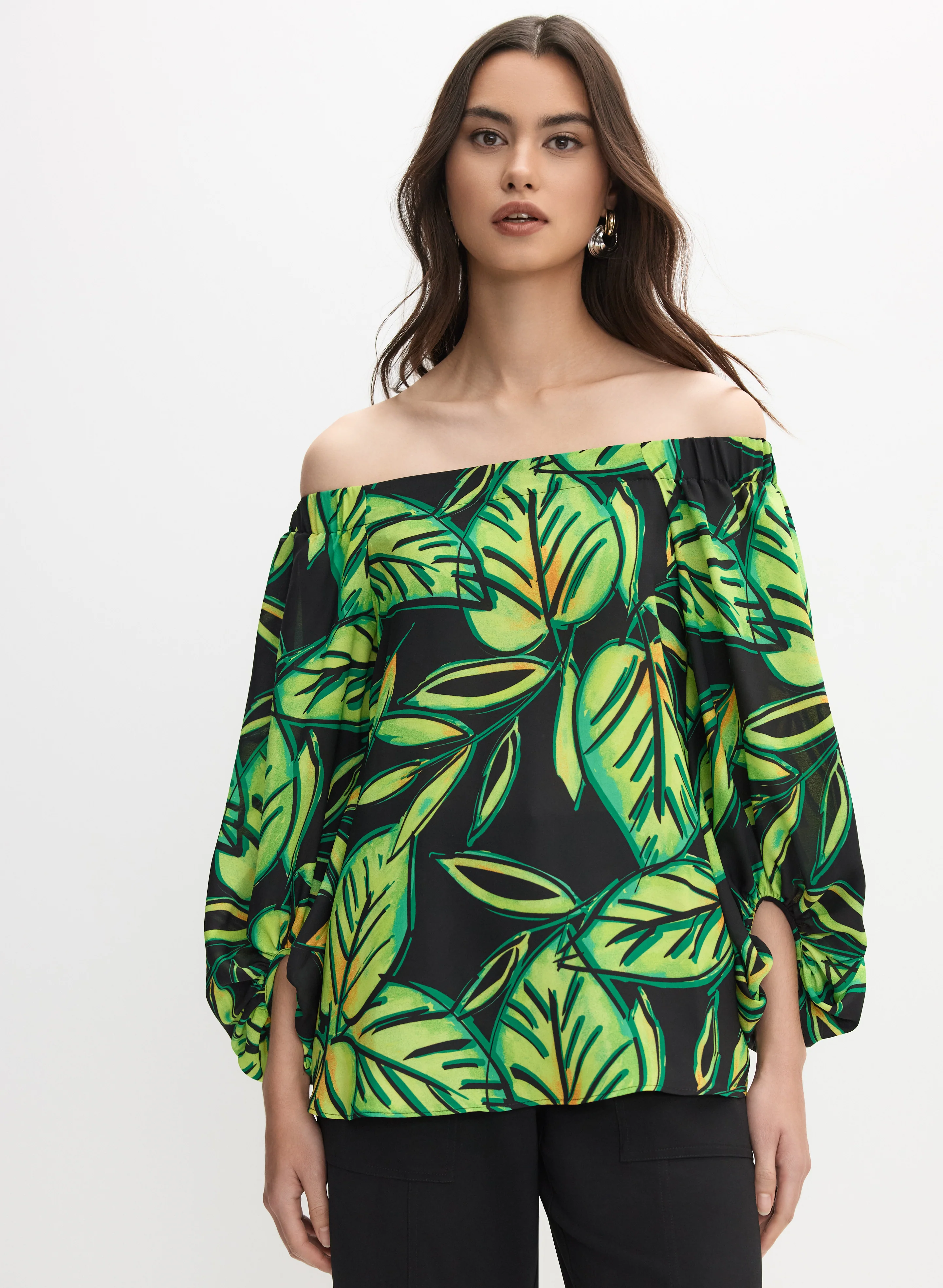 Joseph Ribkoff - Leaf Print Top - Image 5
