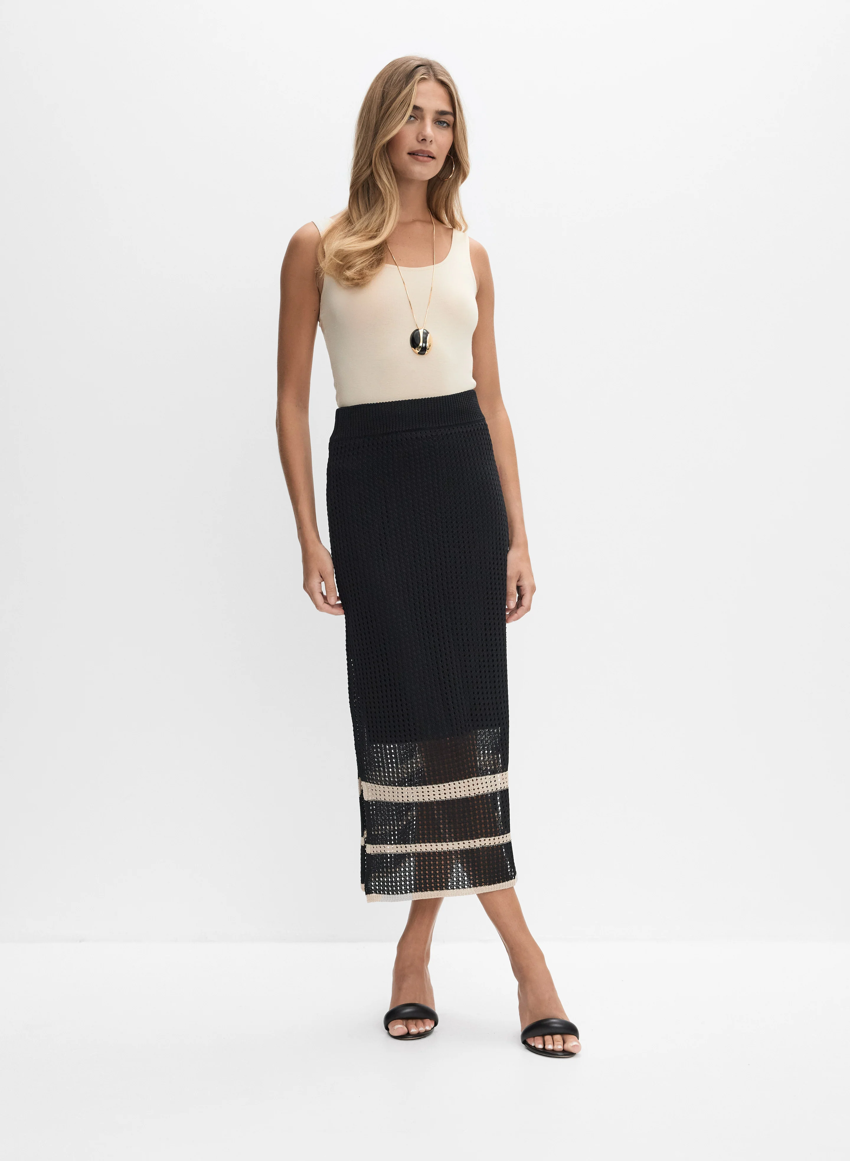 Joseph Ribkoff - Open Knit Midi Skirt - Image 3