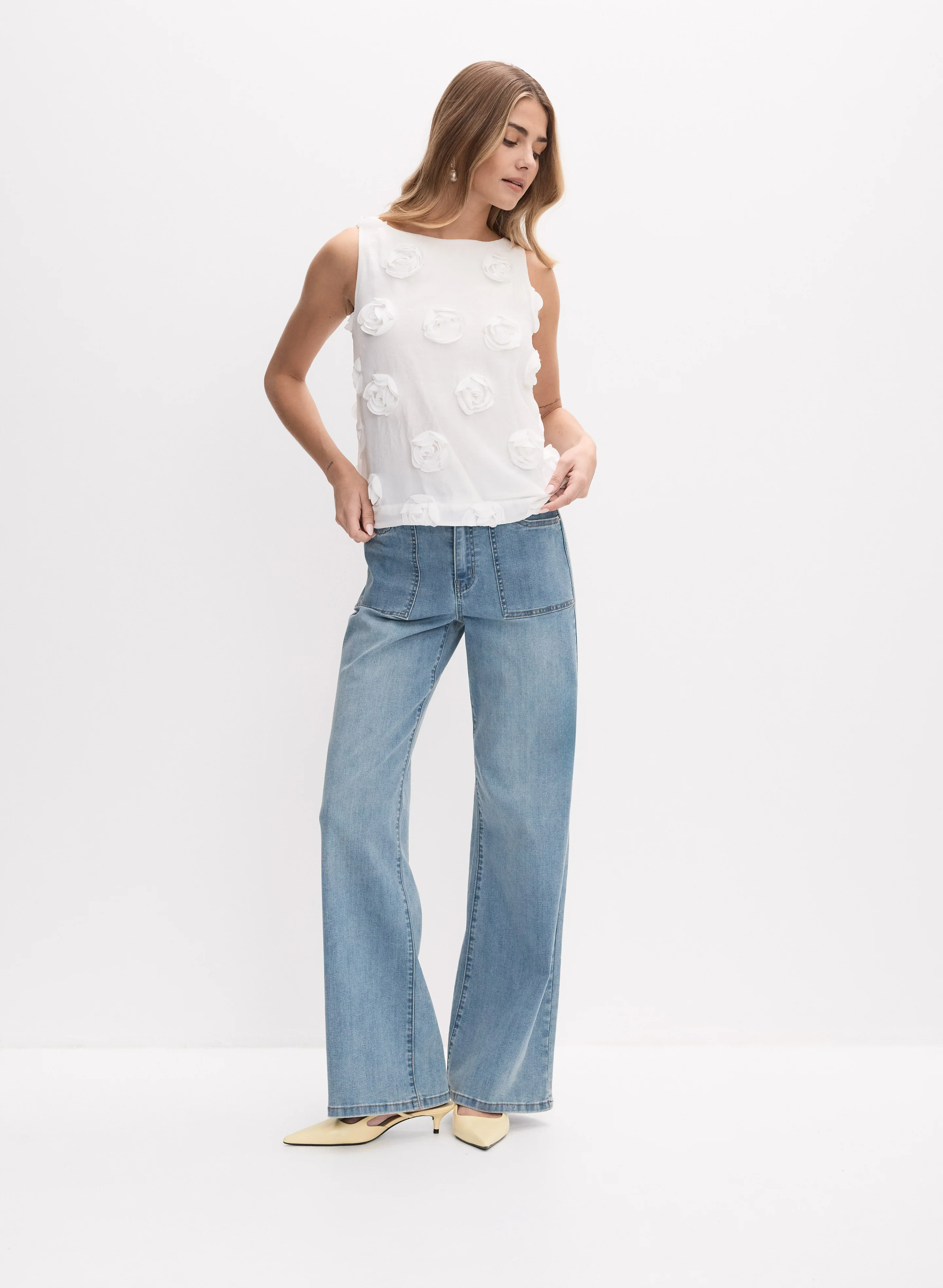 Joseph Ribkoff - Sleeveless Rosette Blouse - Image 3