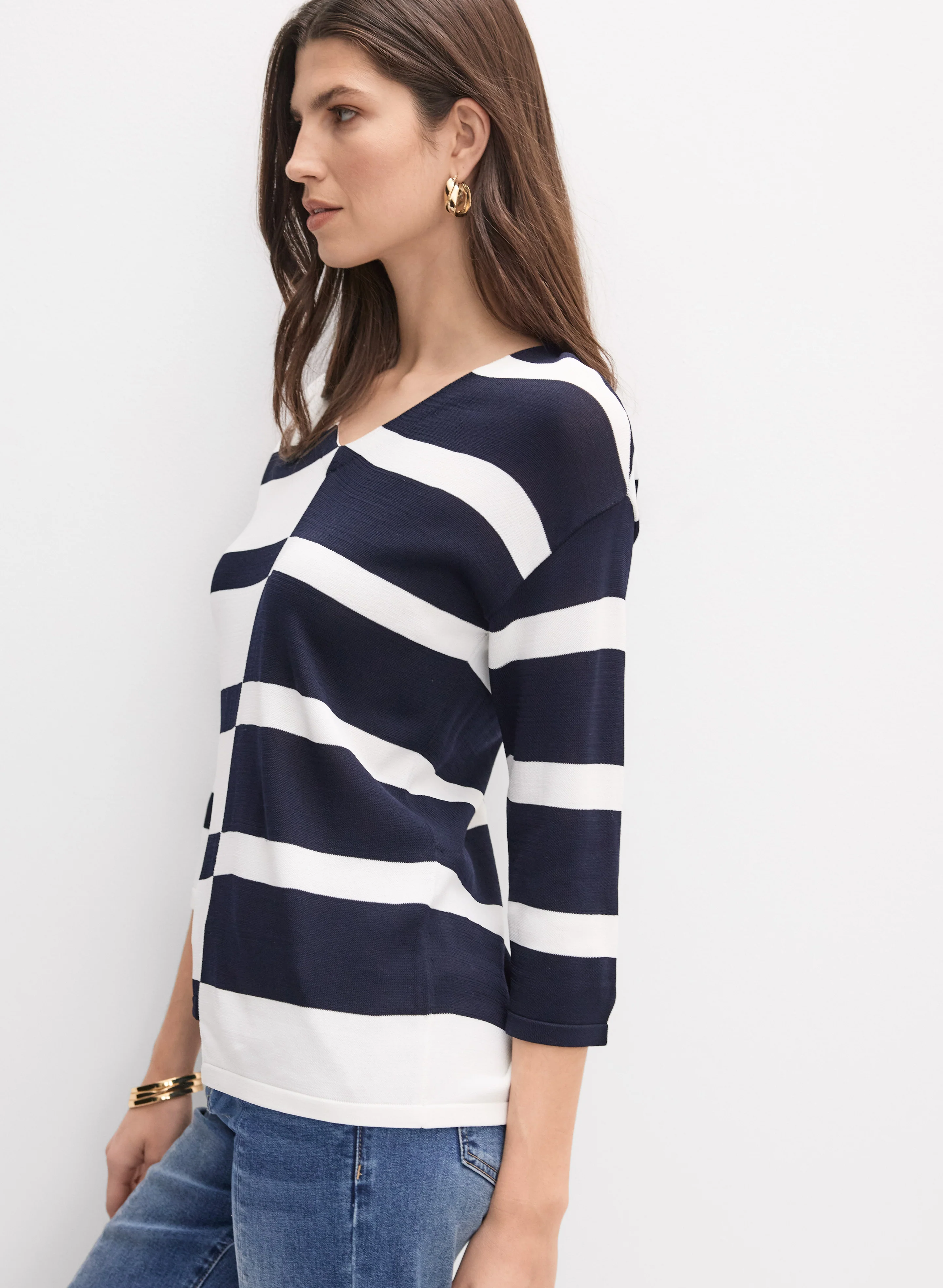 Joseph Ribkoff - Stripe Knit Sweater - Image 5