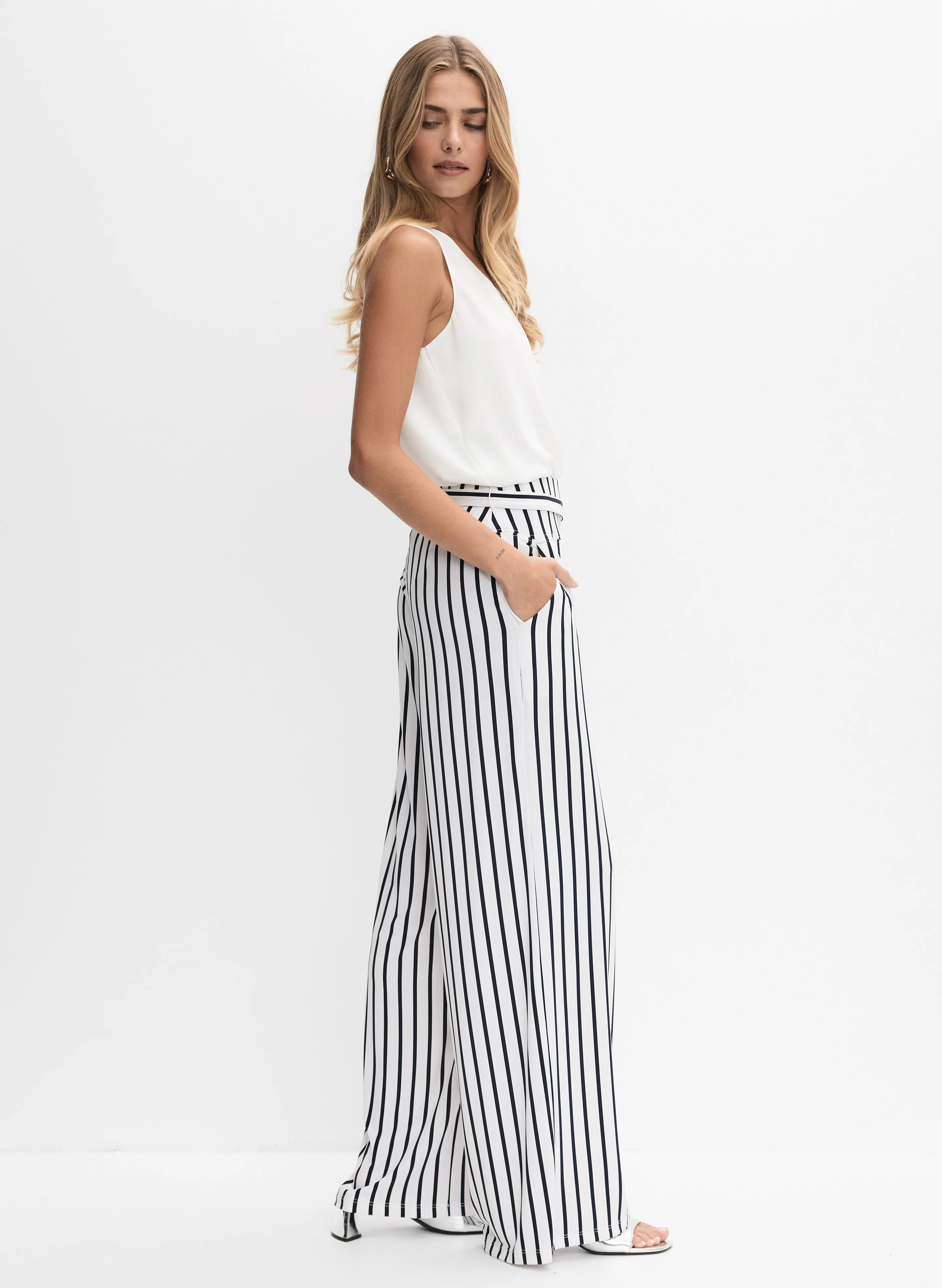 Joseph Ribkoff - Stripe Wide-Leg Pants - Image 5