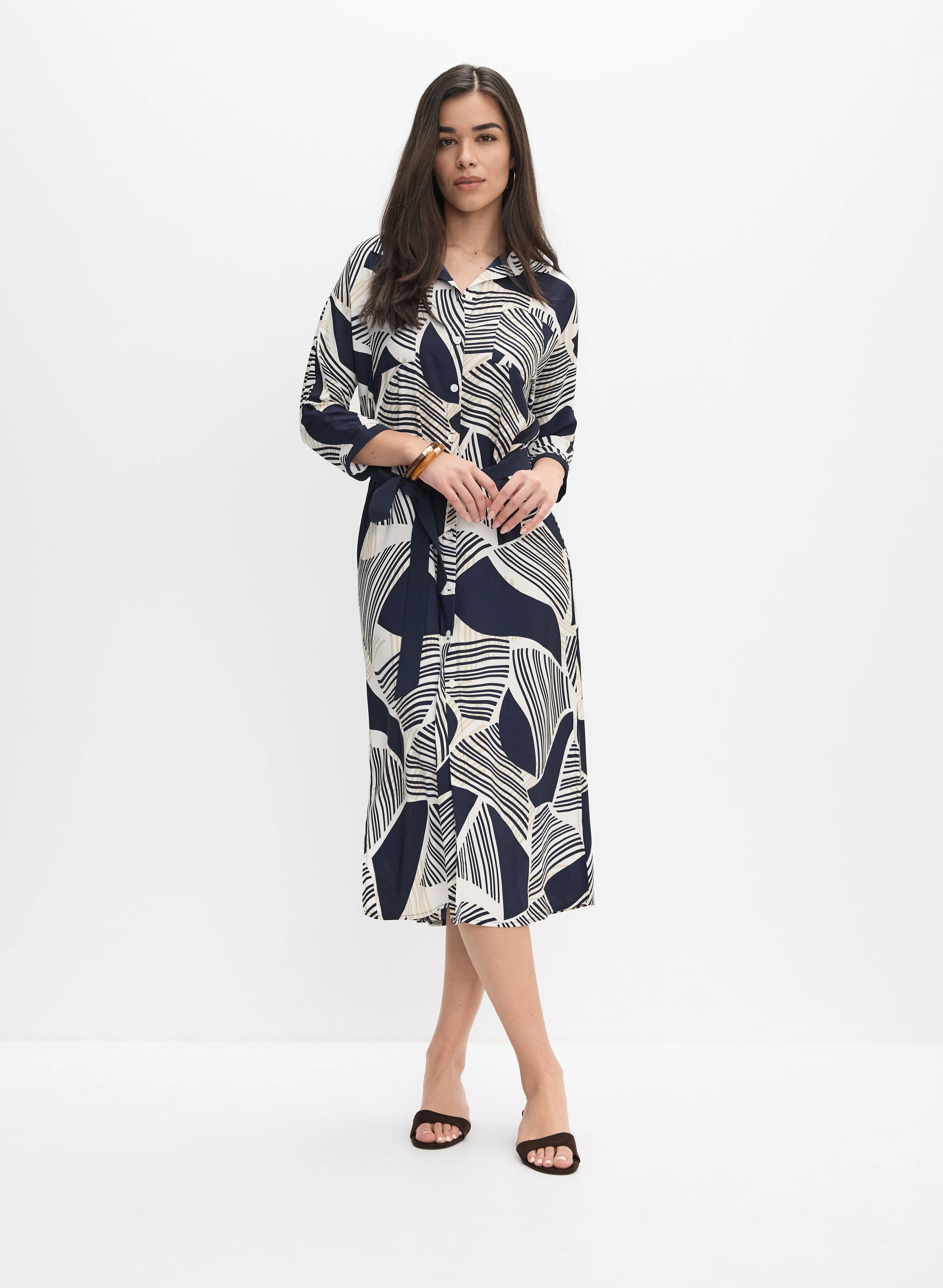 Joseph Ribkoff - Striped Geometric Shirt Dress