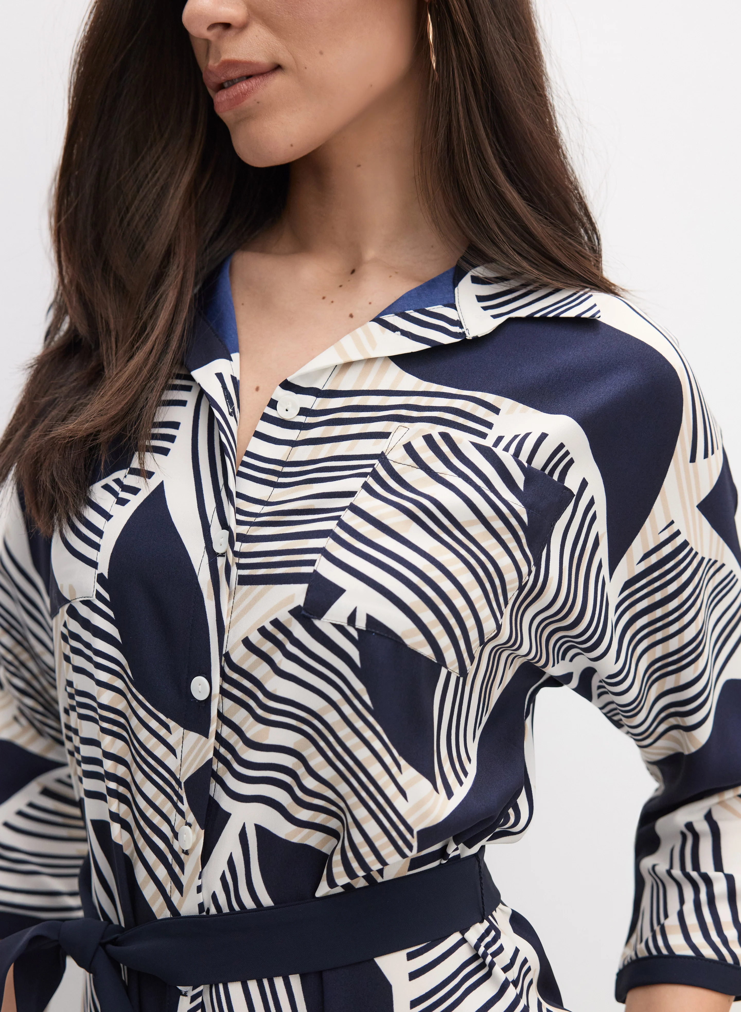 Joseph Ribkoff - Striped Geometric Shirt Dress - Image 2
