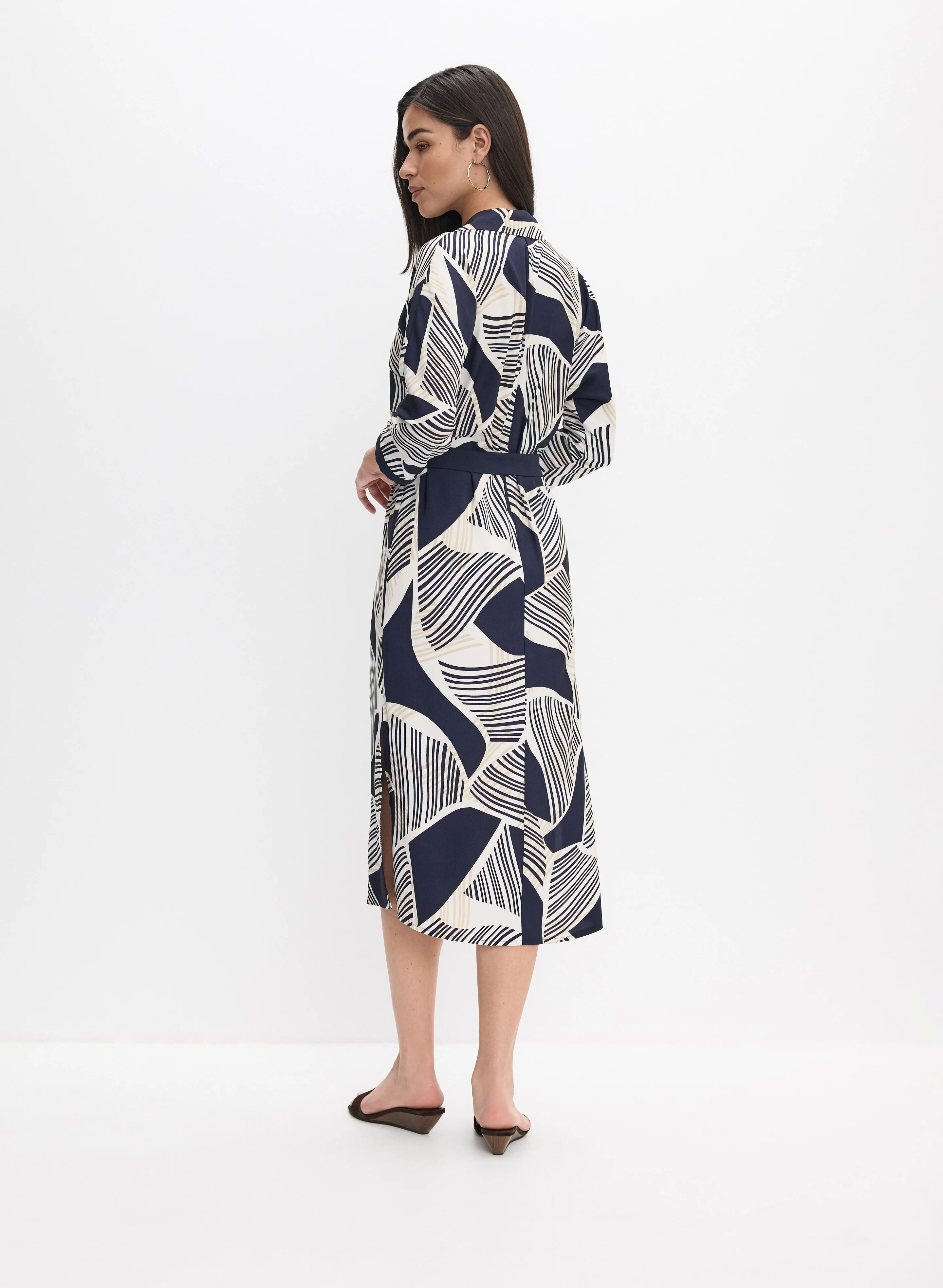 Joseph Ribkoff - Striped Geometric Shirt Dress - Image 4