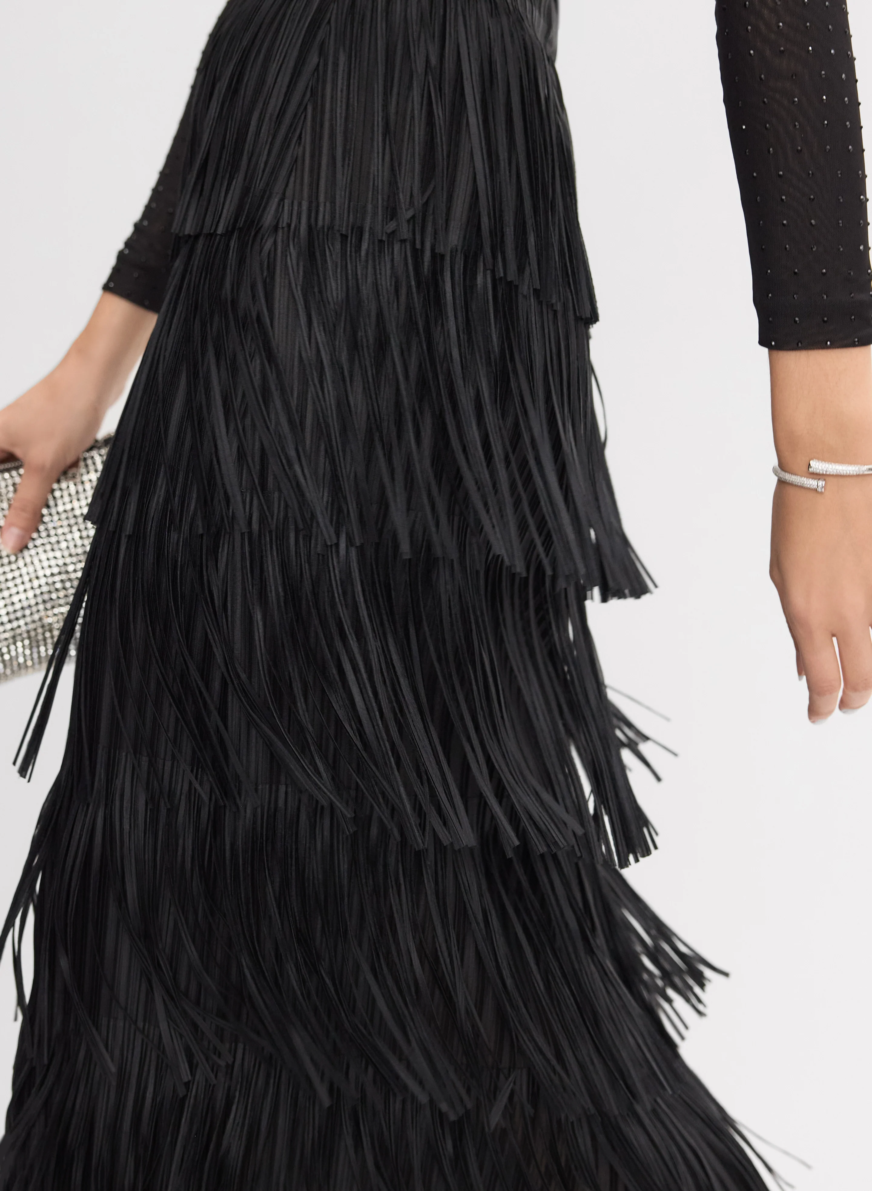 Joseph Ribkoff - Tiered Fringe Skirt - Image 4