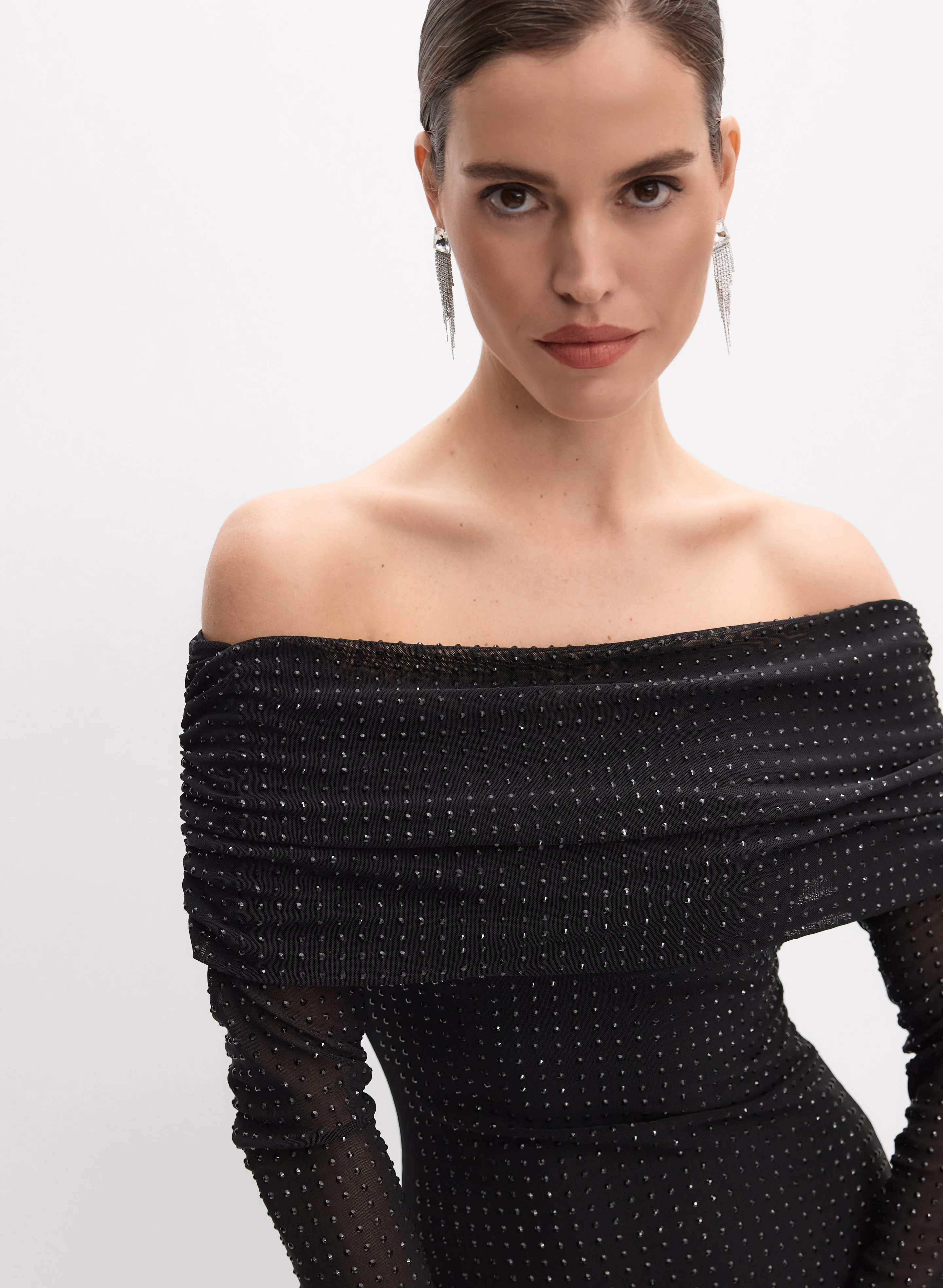 Joseph Ribkoff - Tonal Studded Off-Shoulder Dress - Image 2