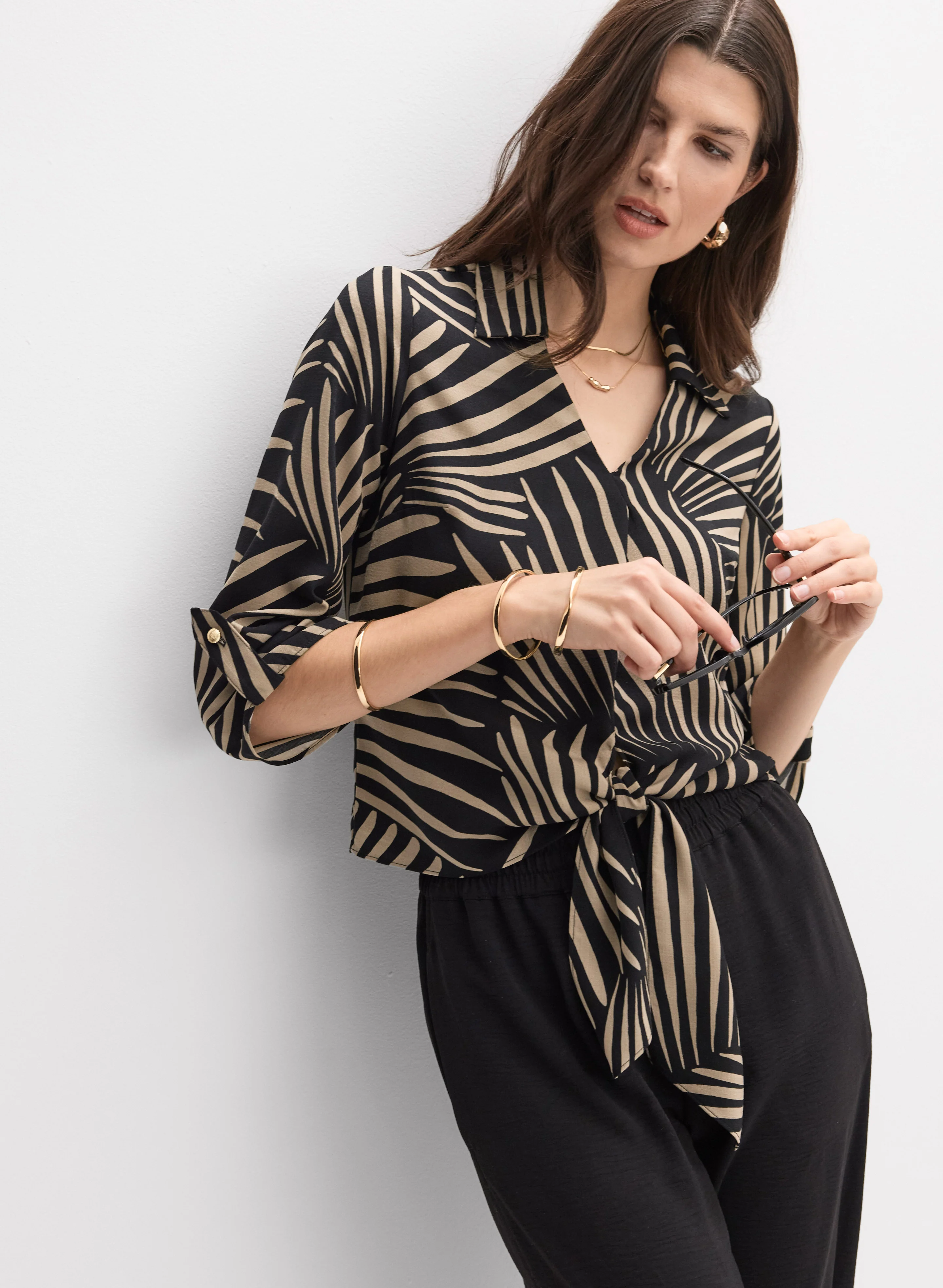 Joseph Ribkoff - Tropical Leaf Print Blouse