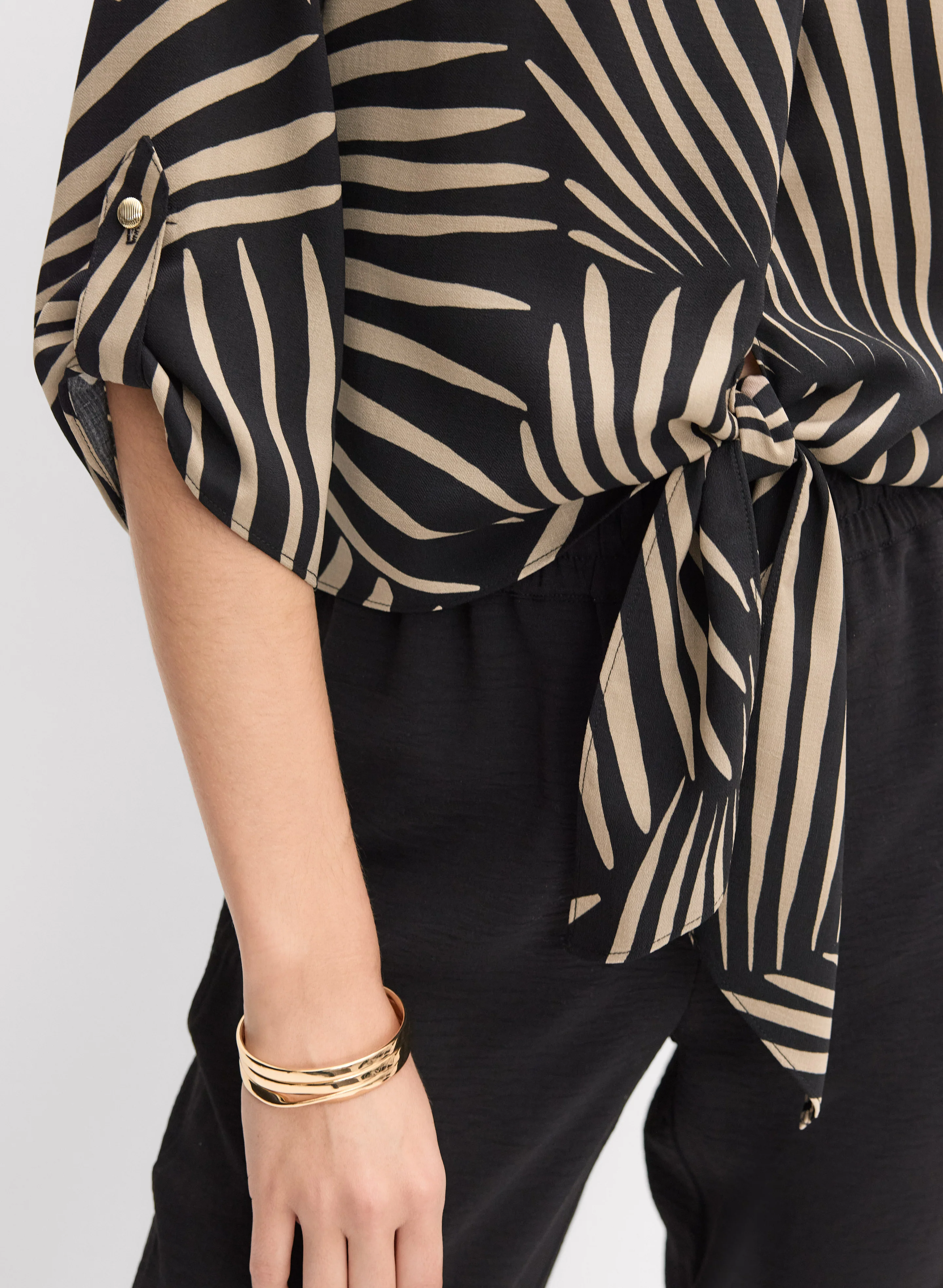 Joseph Ribkoff - Tropical Leaf Print Blouse - Image 2