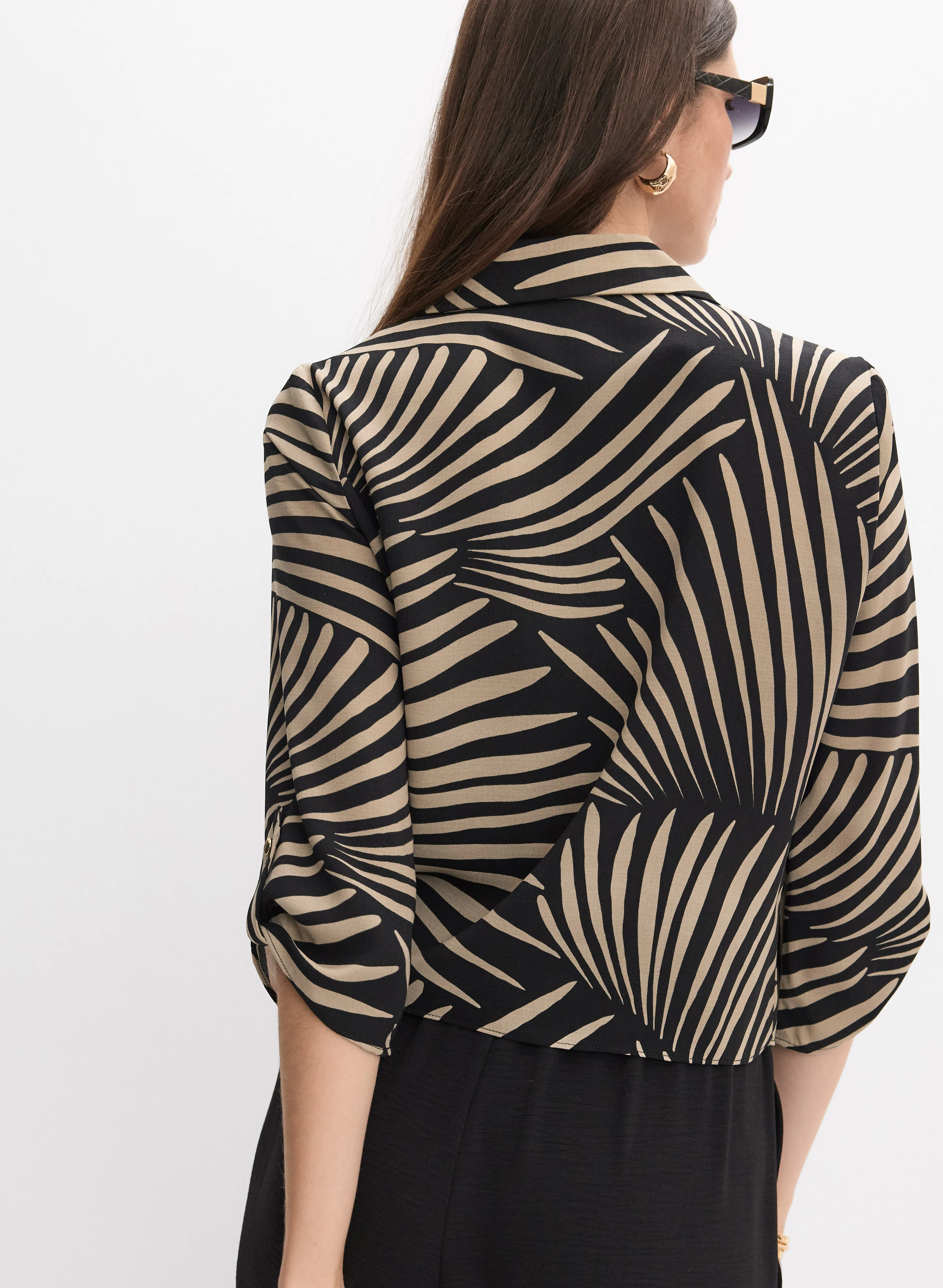 Joseph Ribkoff - Tropical Leaf Print Blouse - Image 4