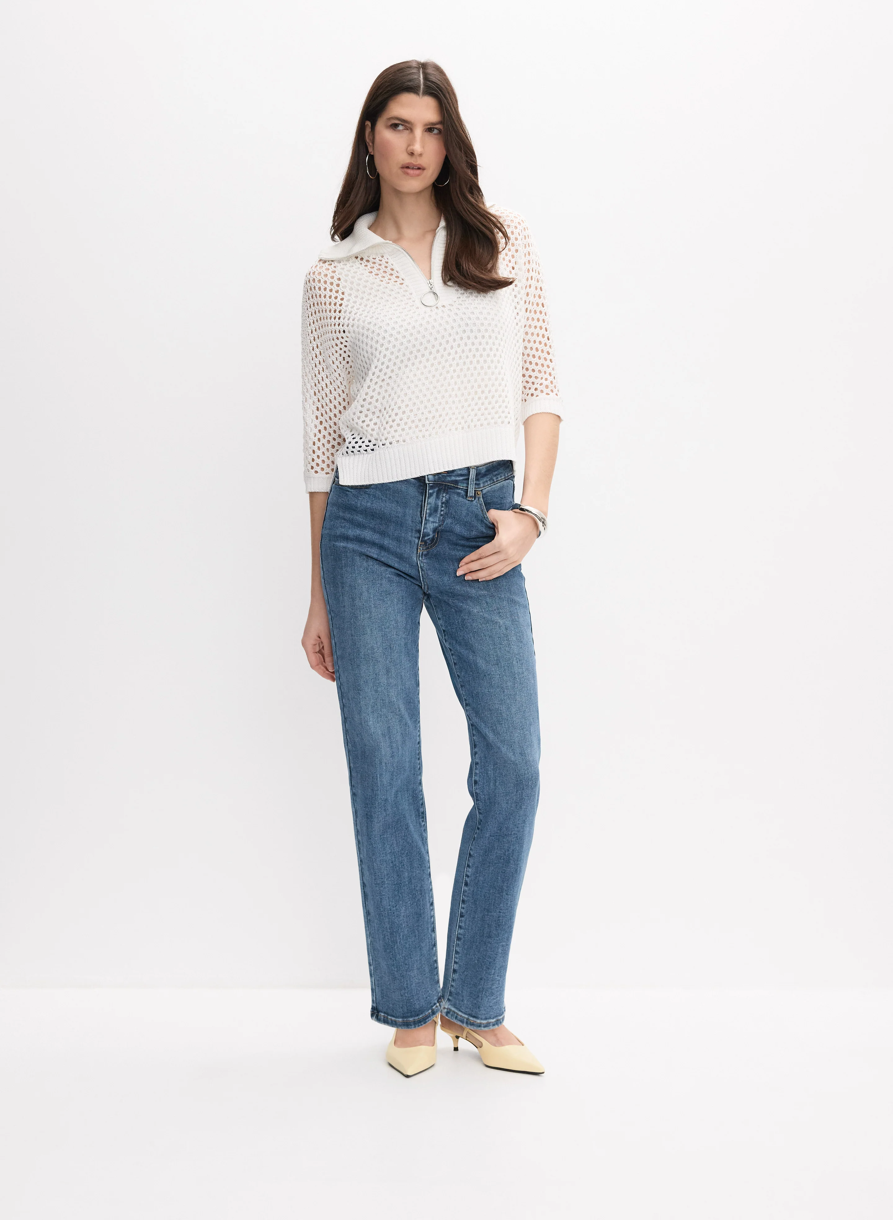Joseph Ribkoff - Zip Open Knit Pullover - Image 3