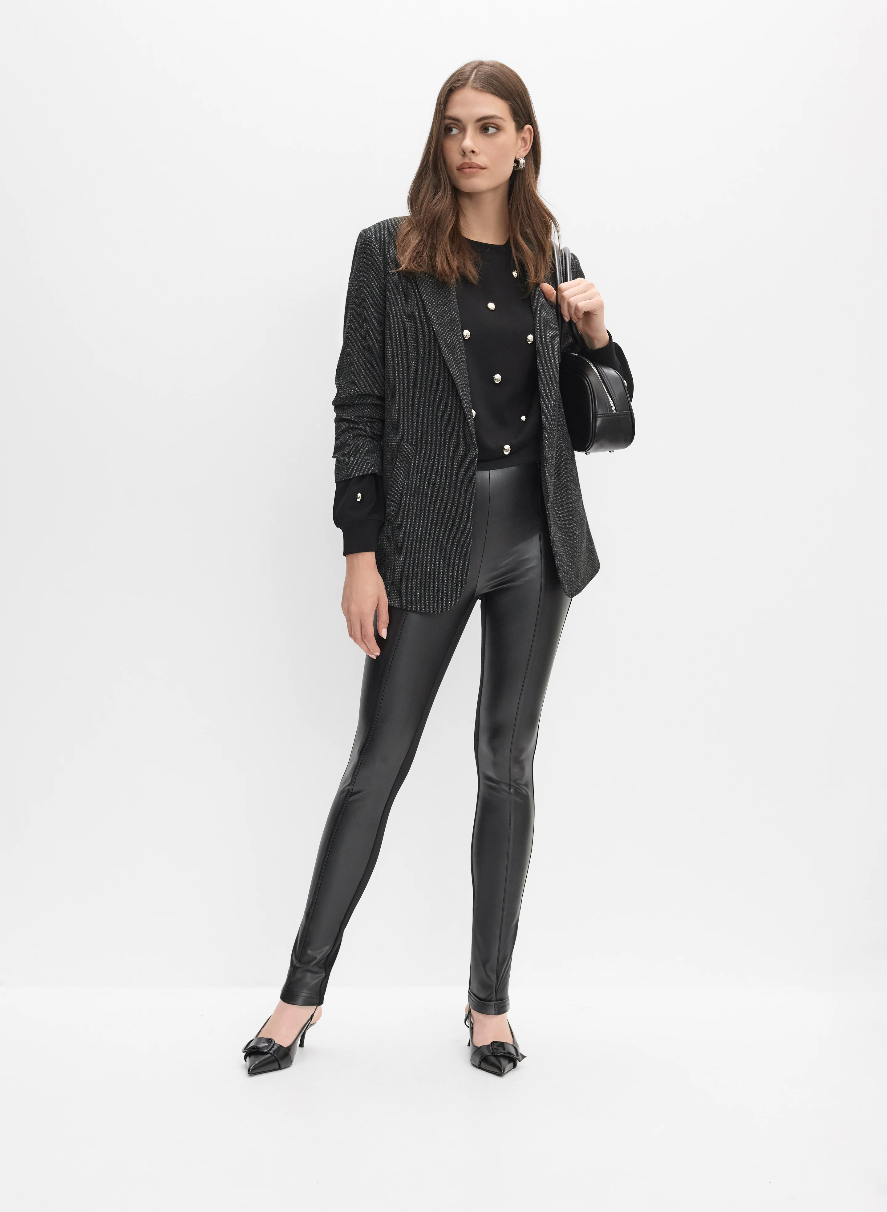 Kayla Vegan Leather Front Leggings - Image 3