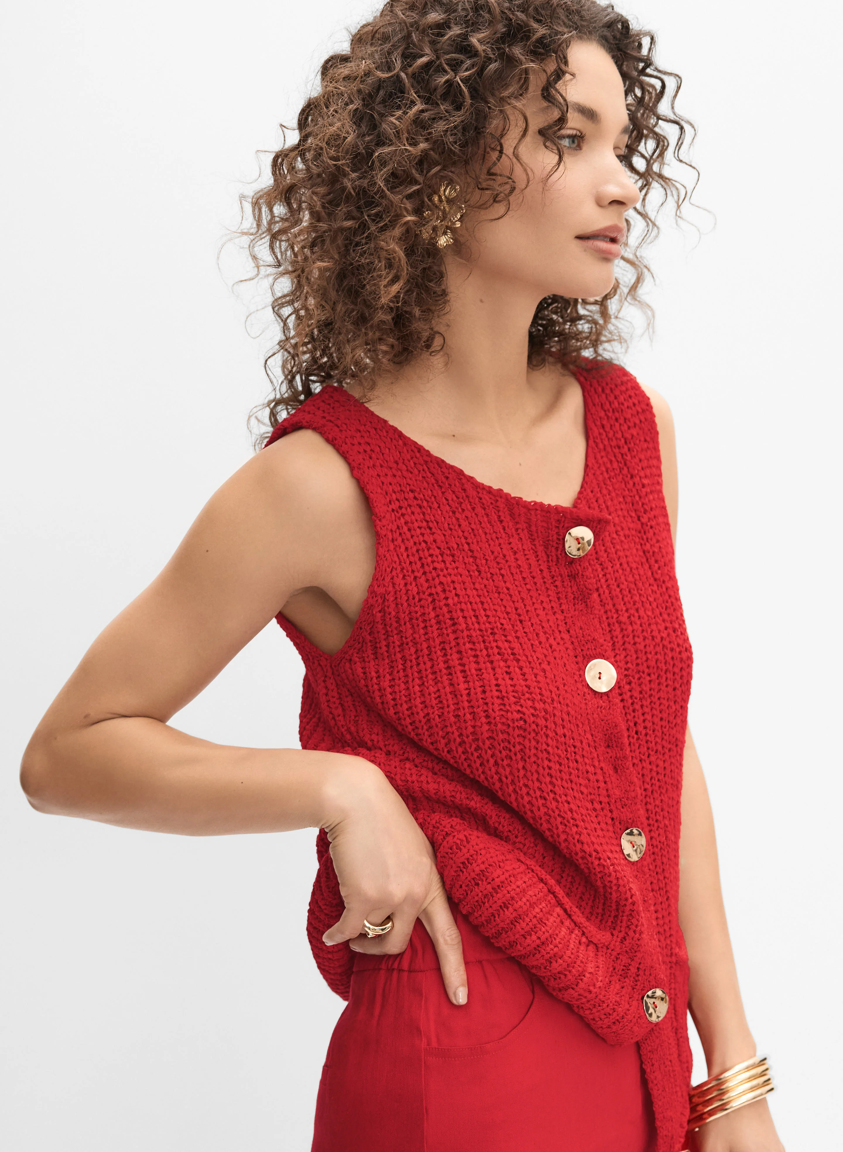 Knit Button-Down Vest - Image 7