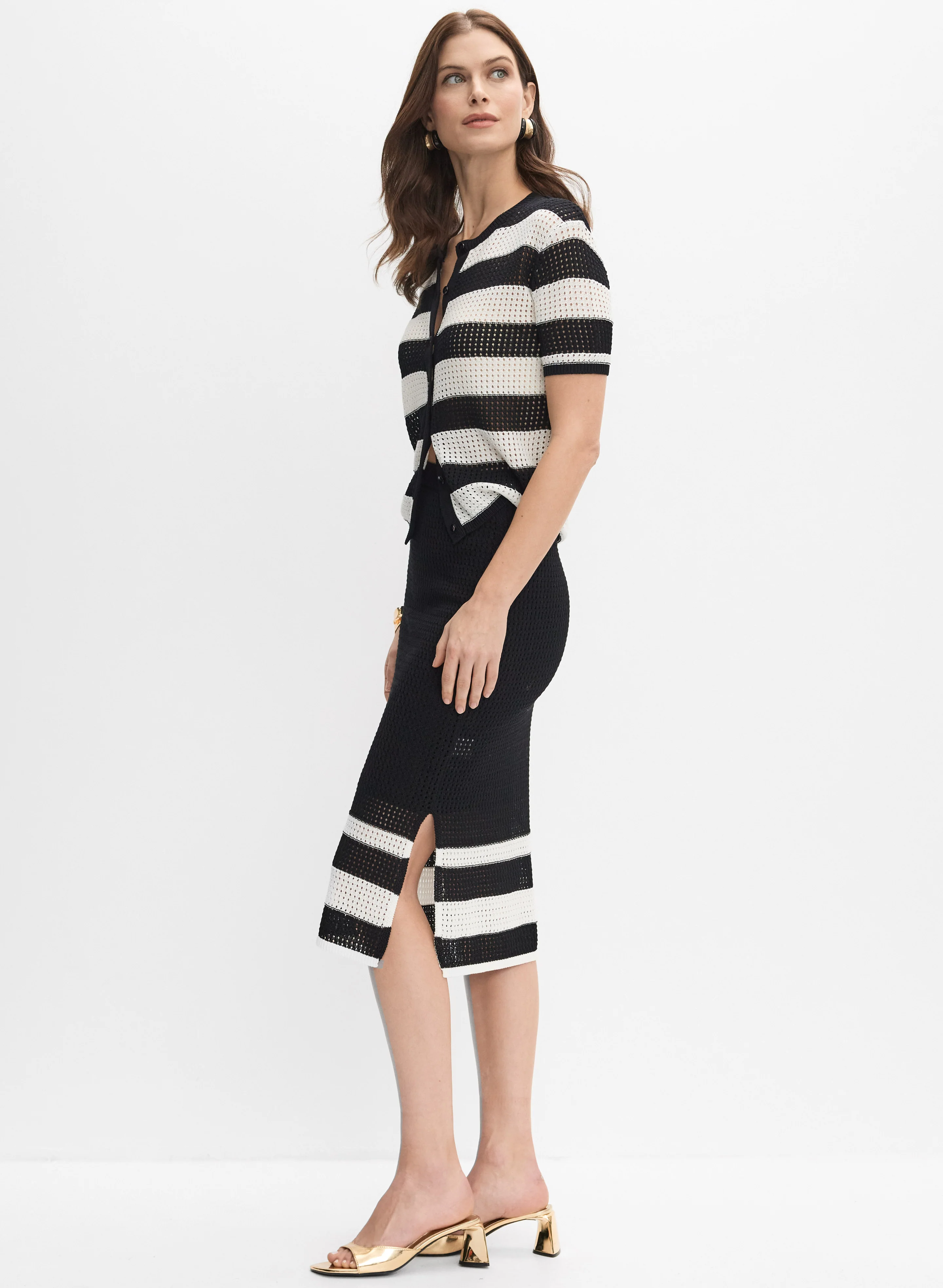 Knit Striped Hem Skirt - Image 5