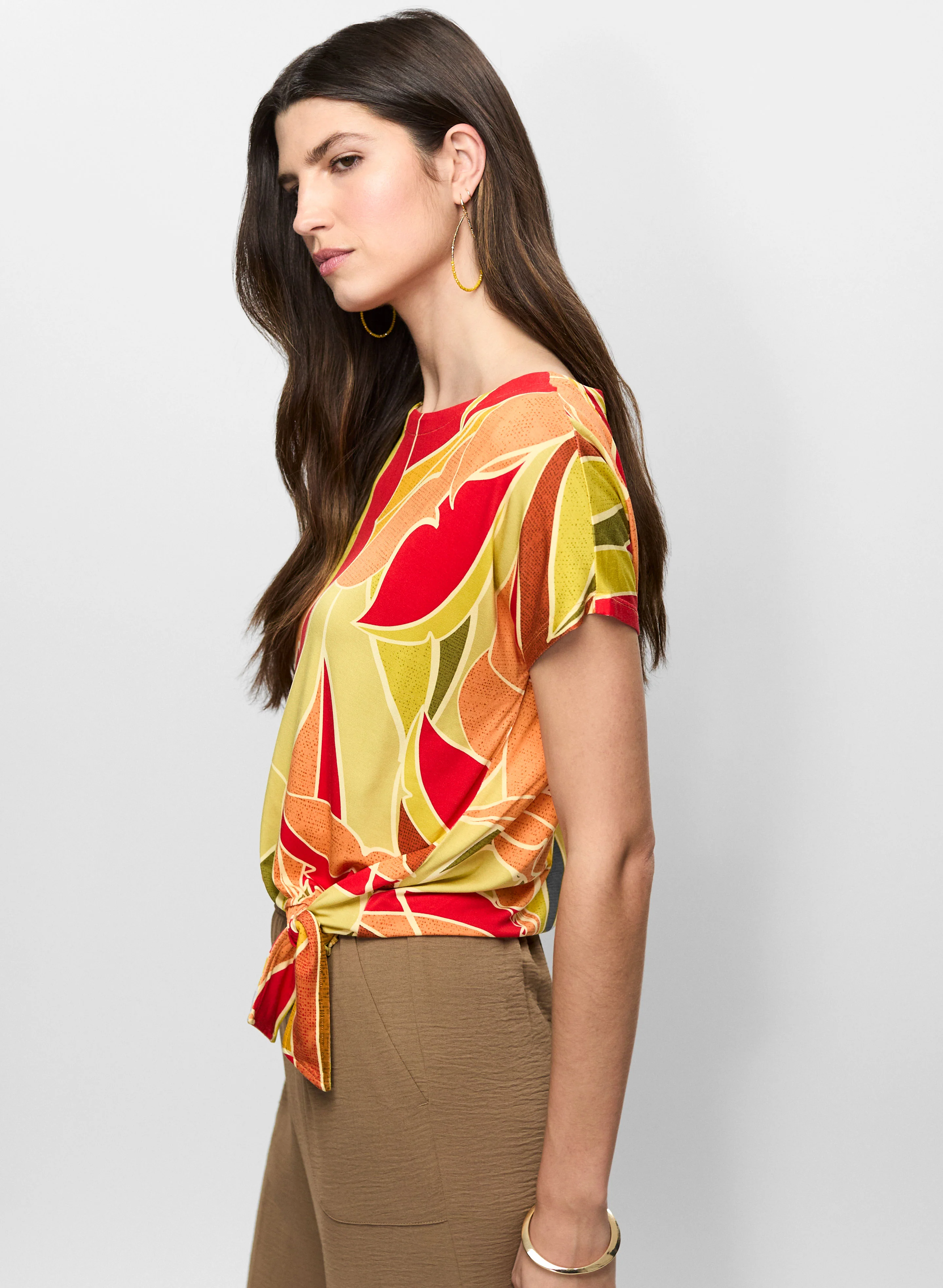Knotted Leaf Print T-Shirt - Image 5
