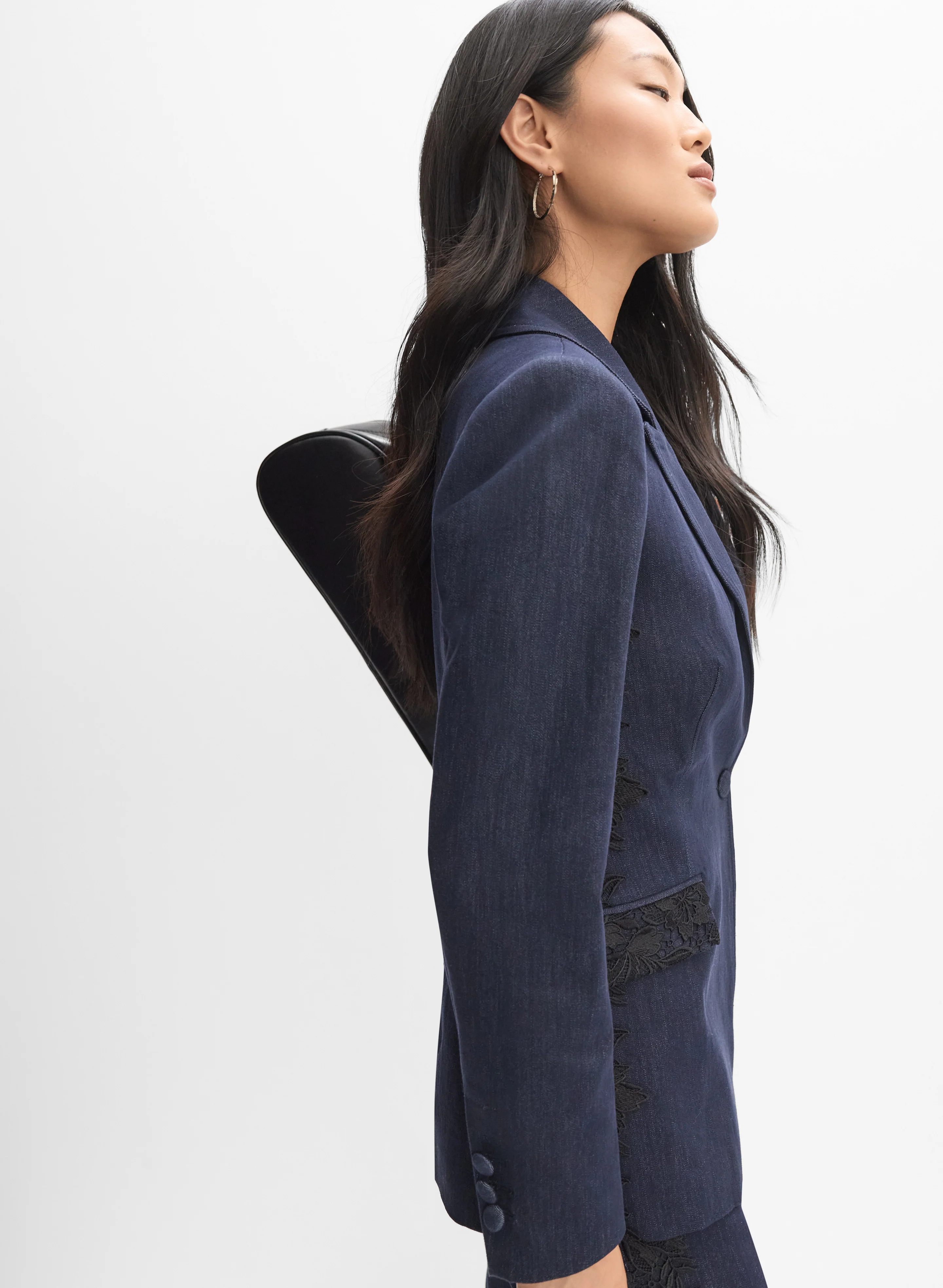 Lace Detail Denim Blazer - Image 8