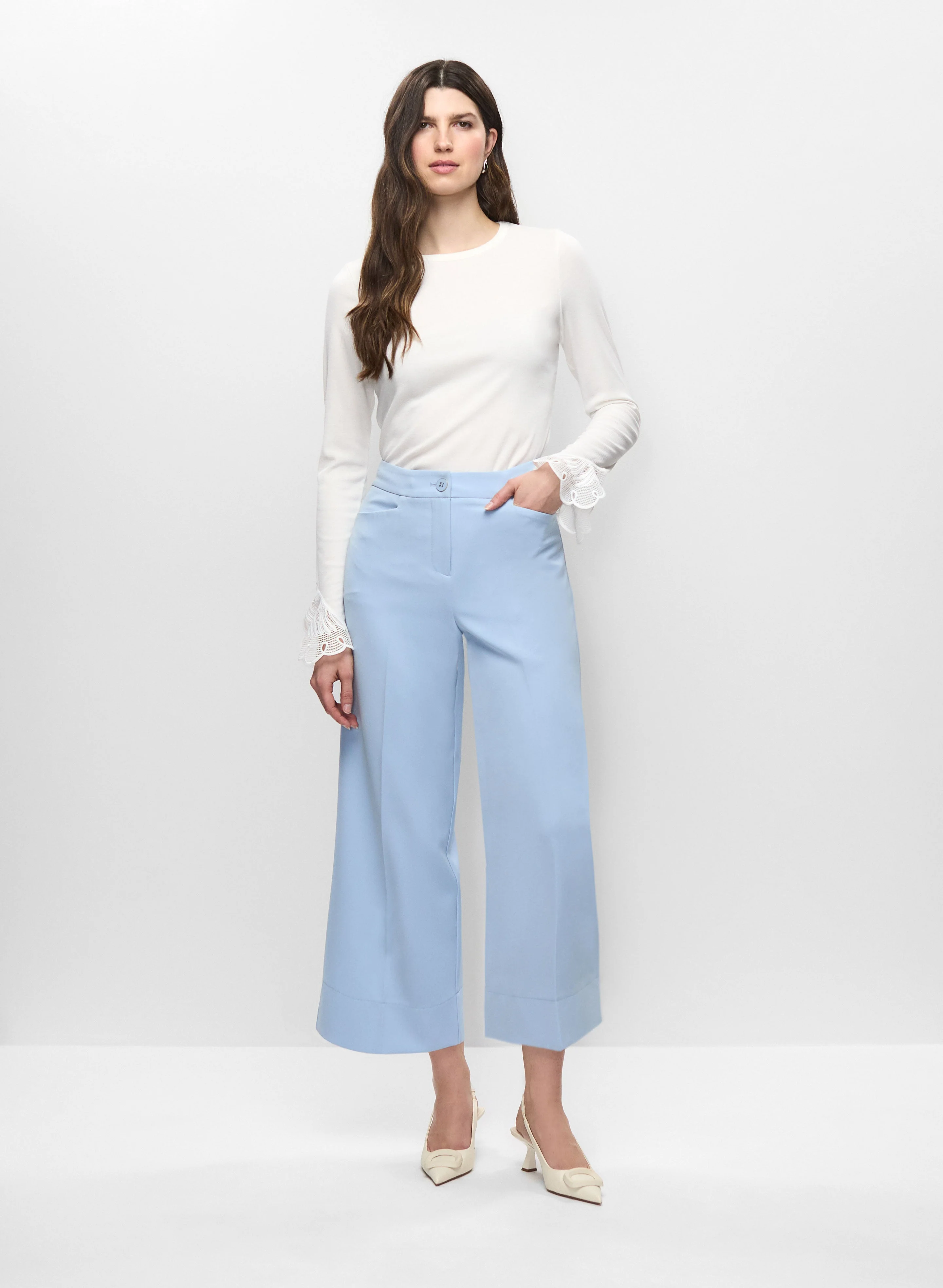 Lace Flare Cuff Top & Culotte Pants