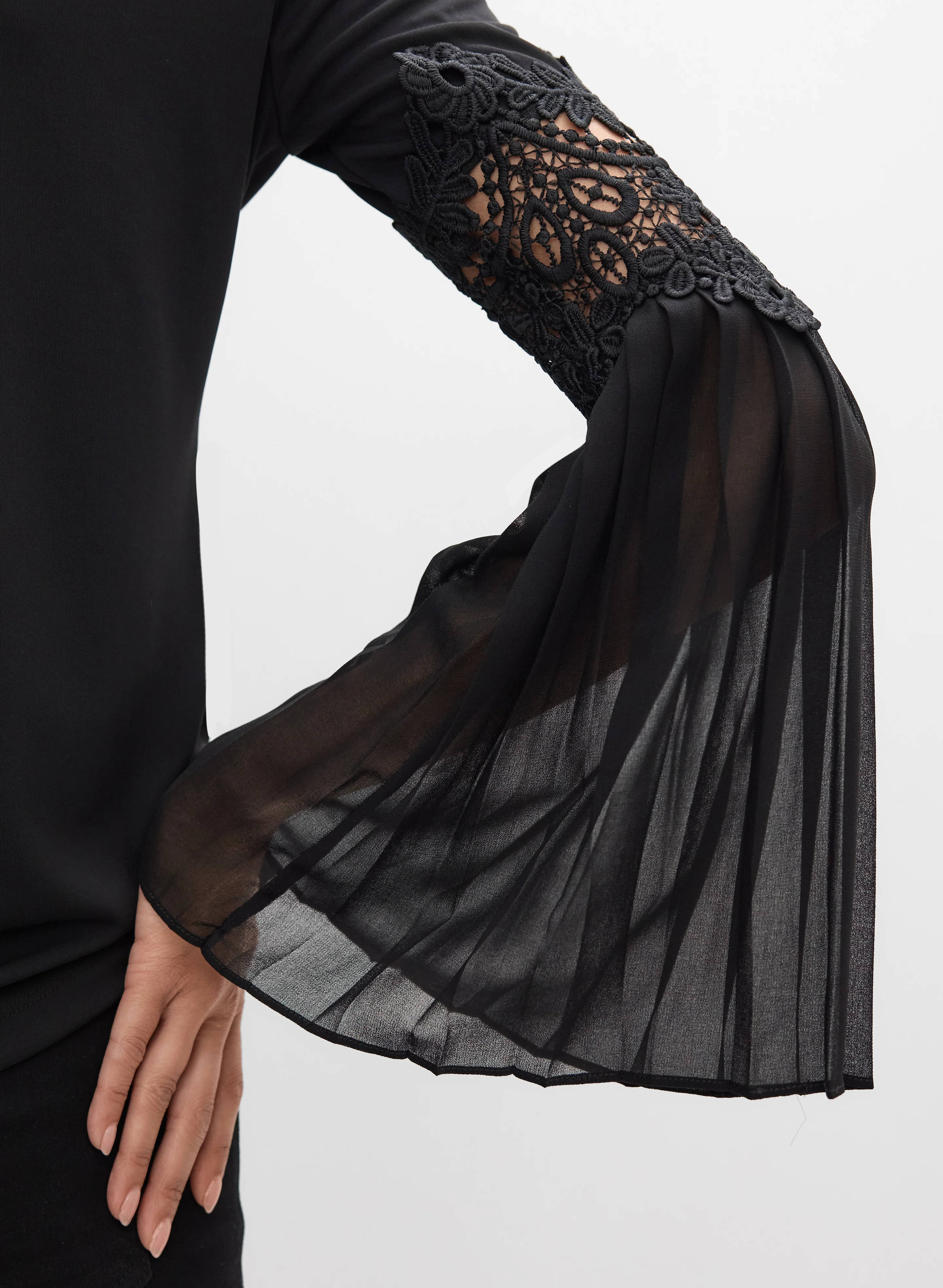 Lace Insert Bell Sleeve Top - Image 2